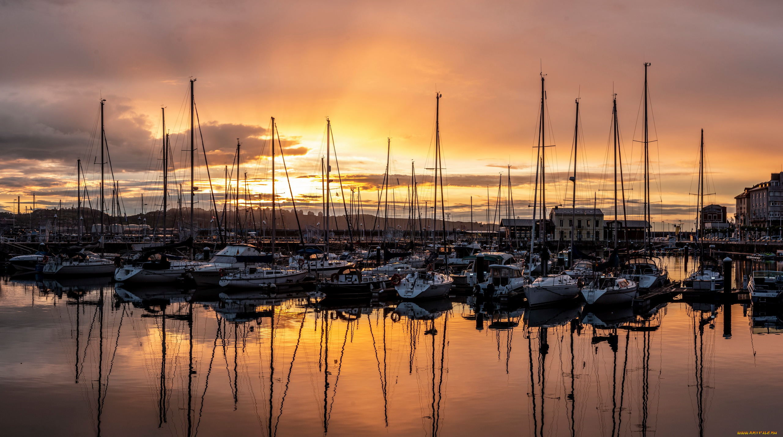 корабли, порты, , , причалы, закат, причал, яхты, суда