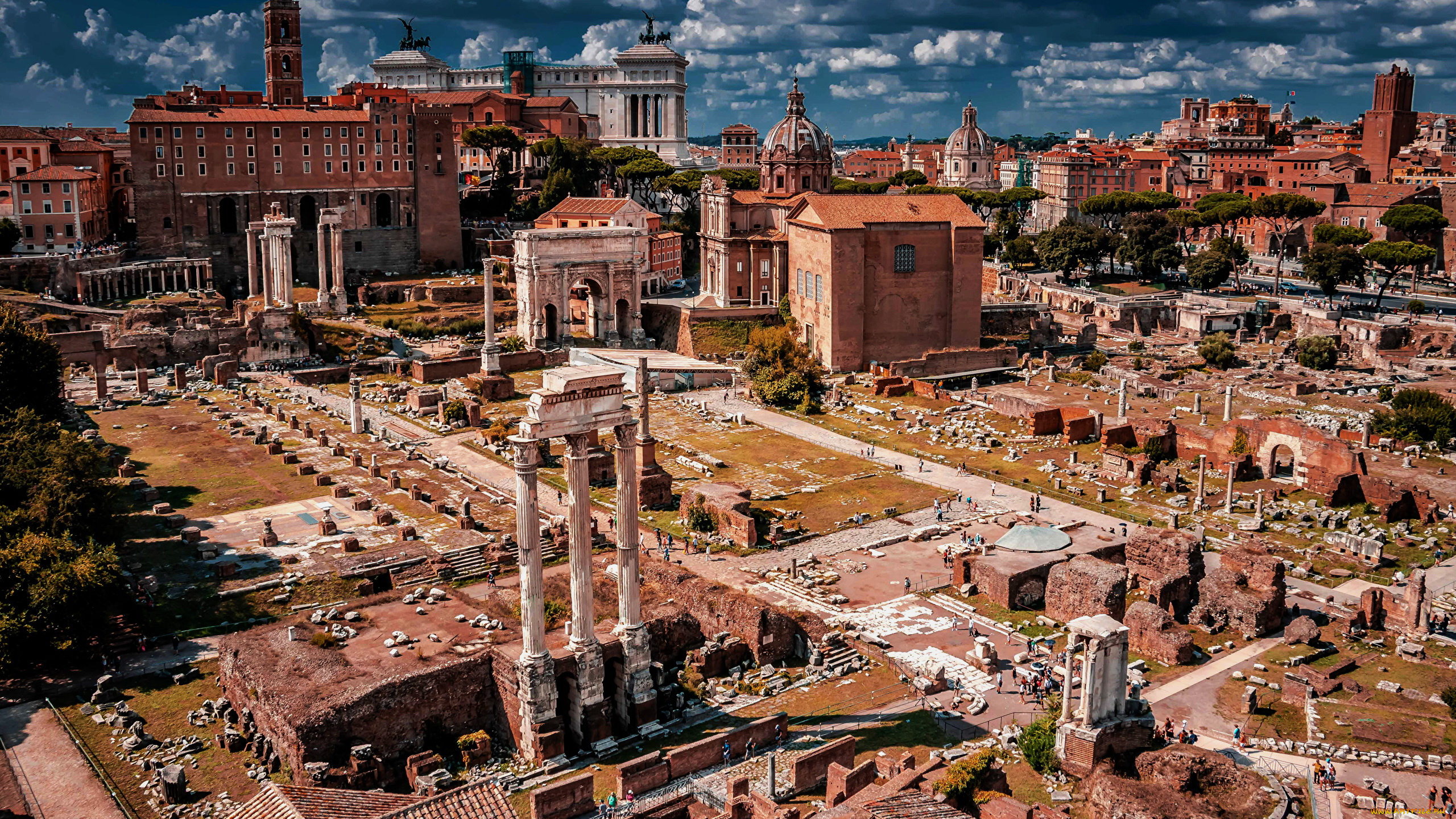 города, рим, , ватикан, , италия, панорама