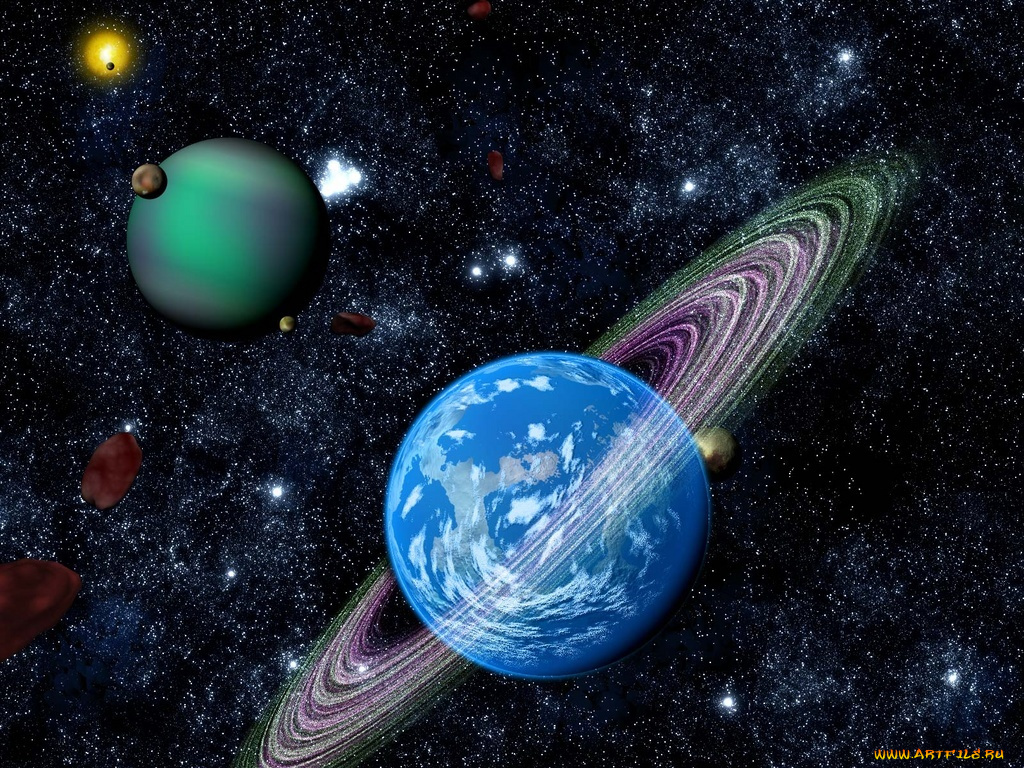 сатурн, космос, арт
