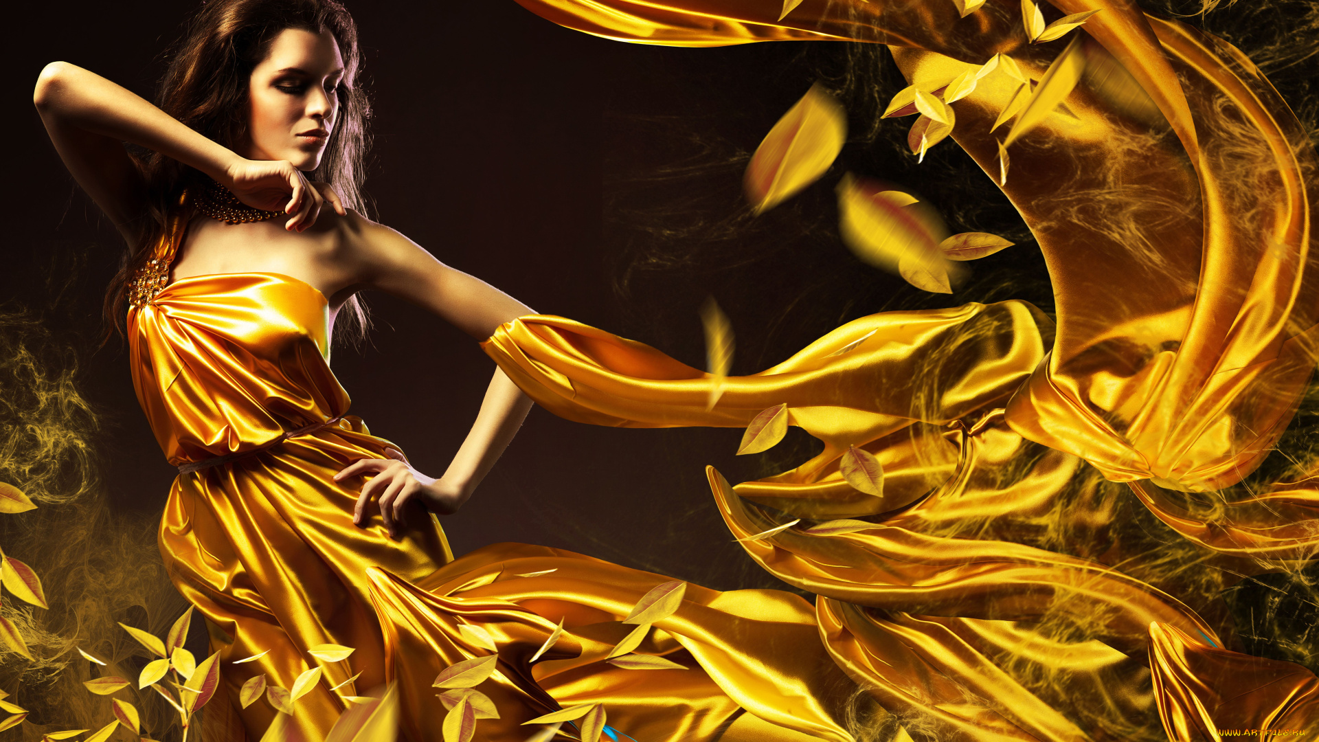 -Unsort, Креатив, девушки, unsort, креатив, листья, платье