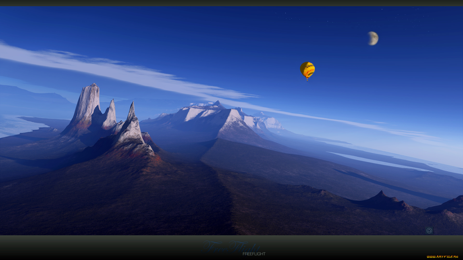 3д, графика, nature, landscape, природа, горы, шары, лкна