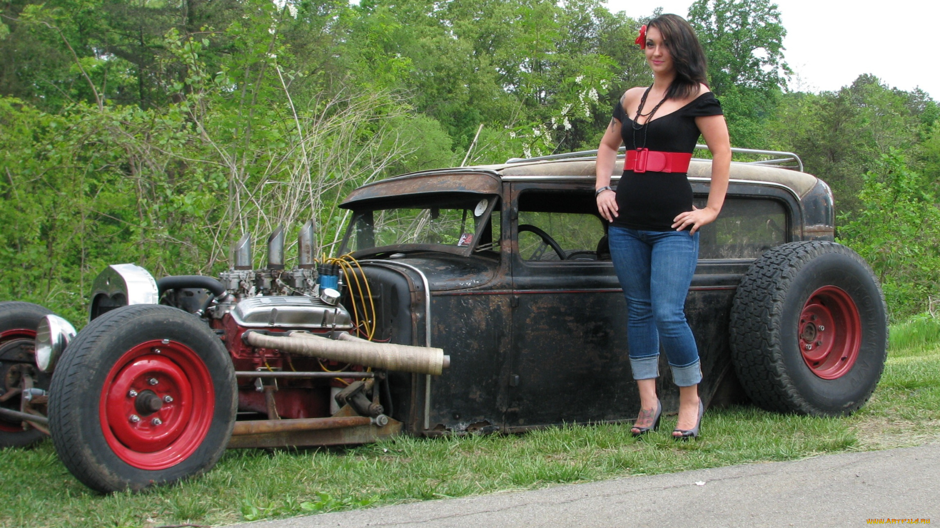 автомобили, авто, девушками, rat, rod