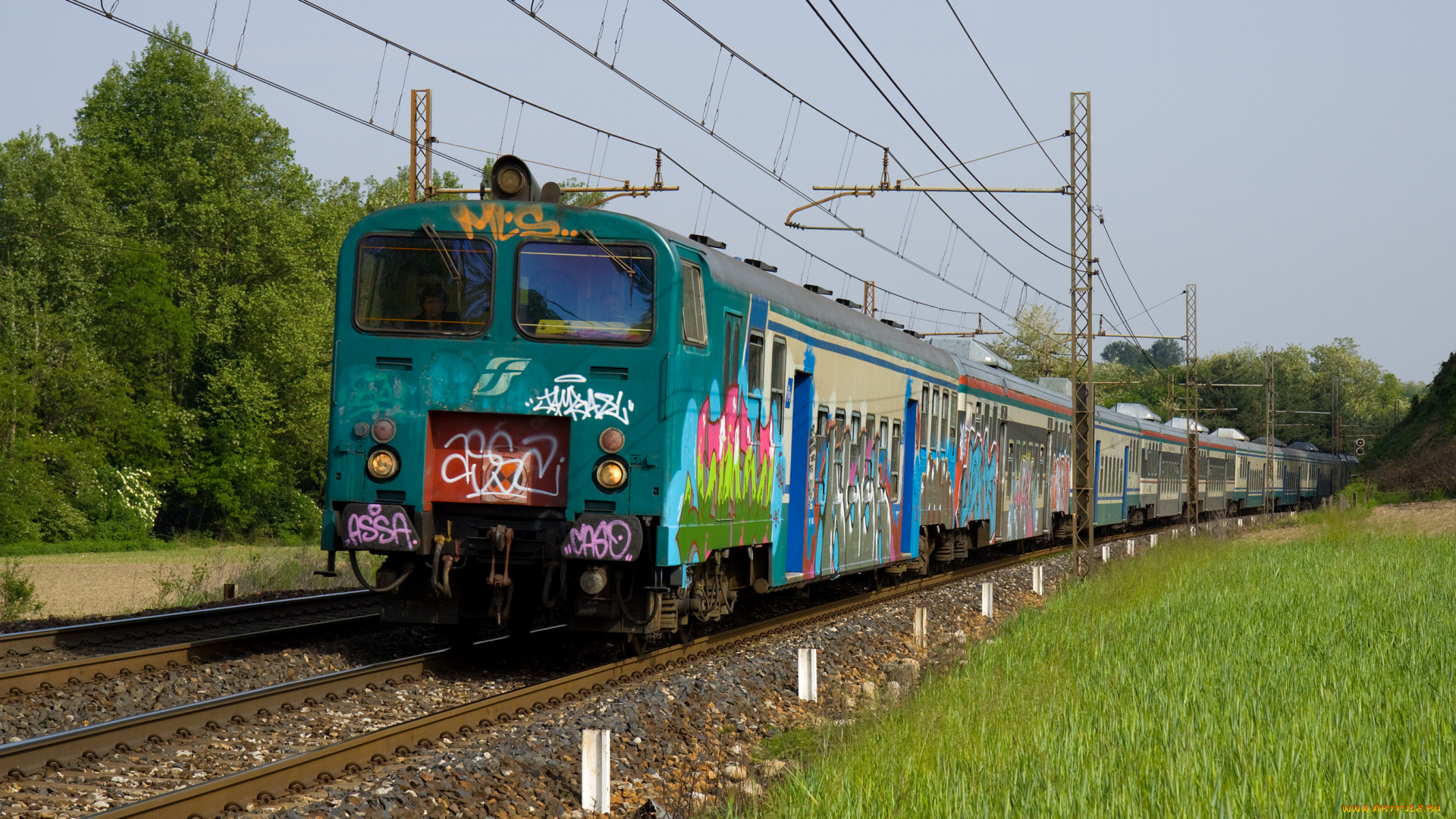 техника, электрички, рельсы, провода, поезд