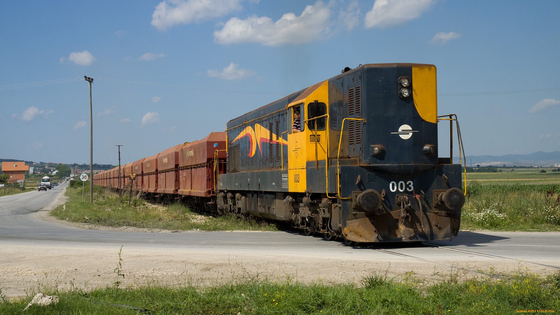 техника, поезда, дизельзлектровоз, состав, рельсы