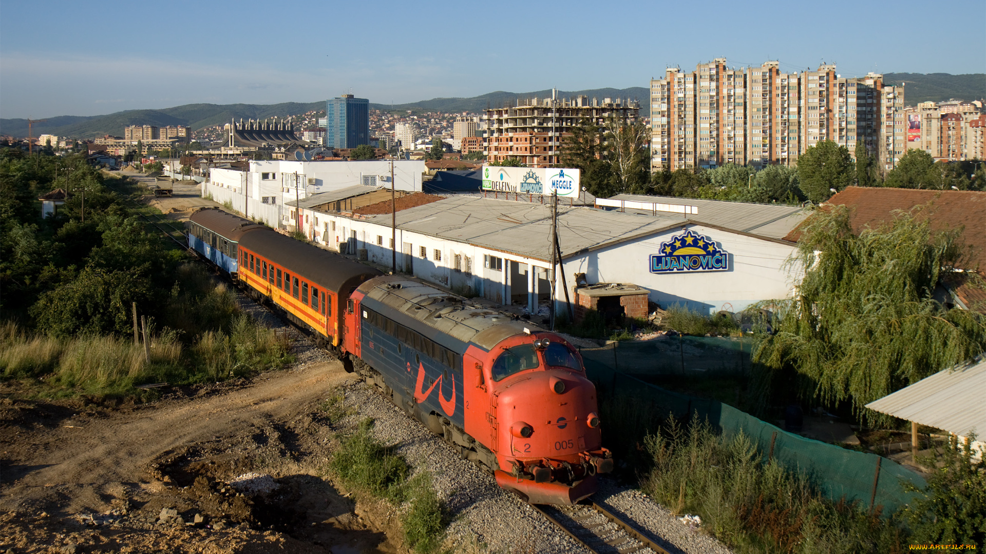 техника, поезда, дорога, поезд, город, железная