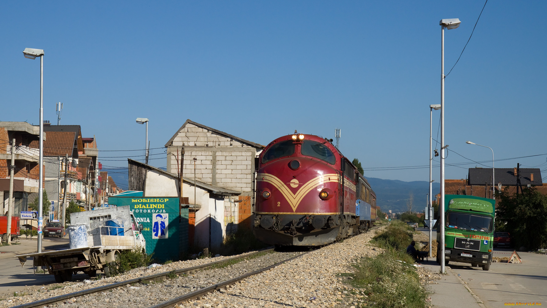 техника, поезда, дорога, рельсы, поезд, машина