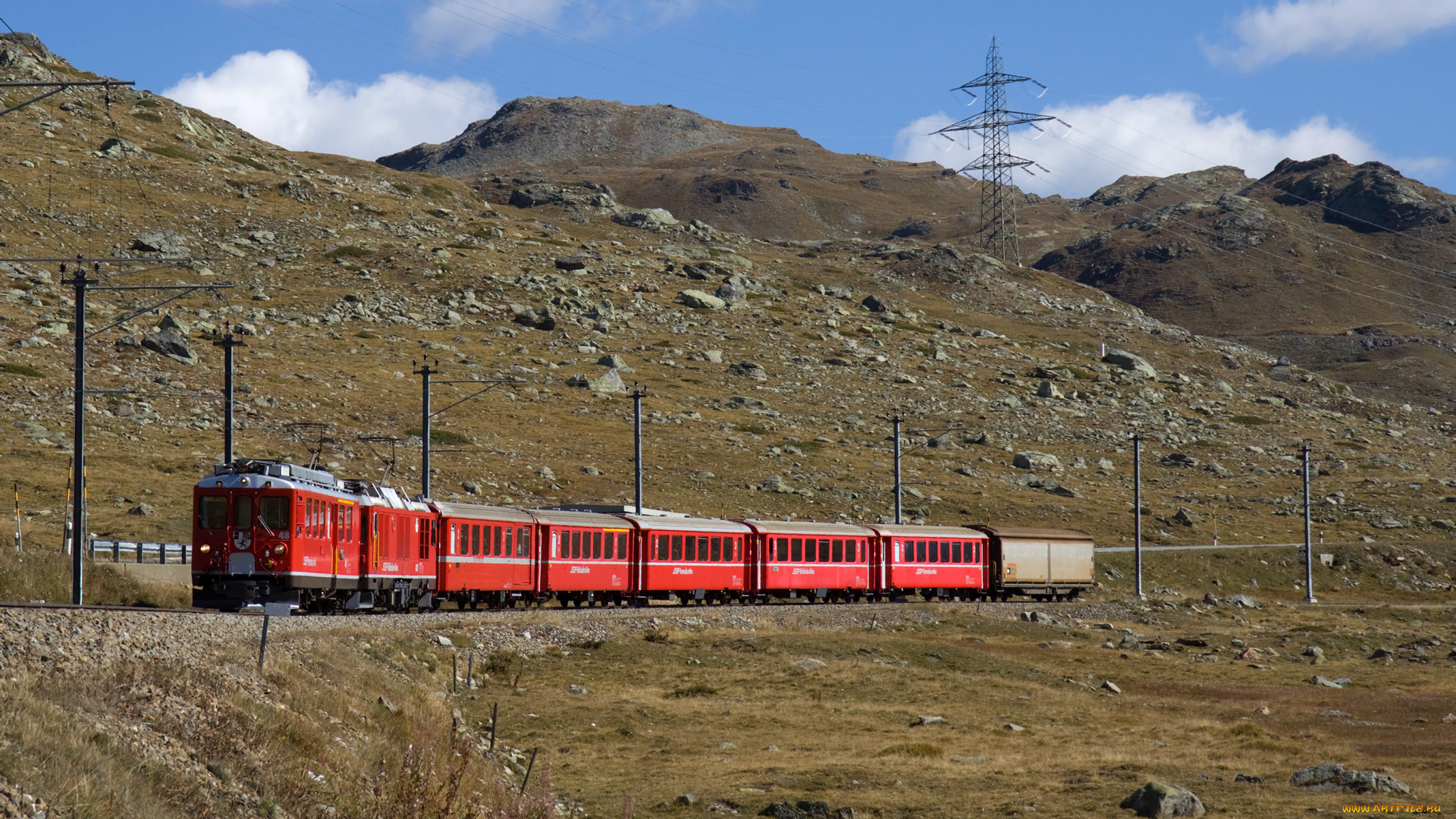 техника, поезда, холмы, железная, дорога, поезд