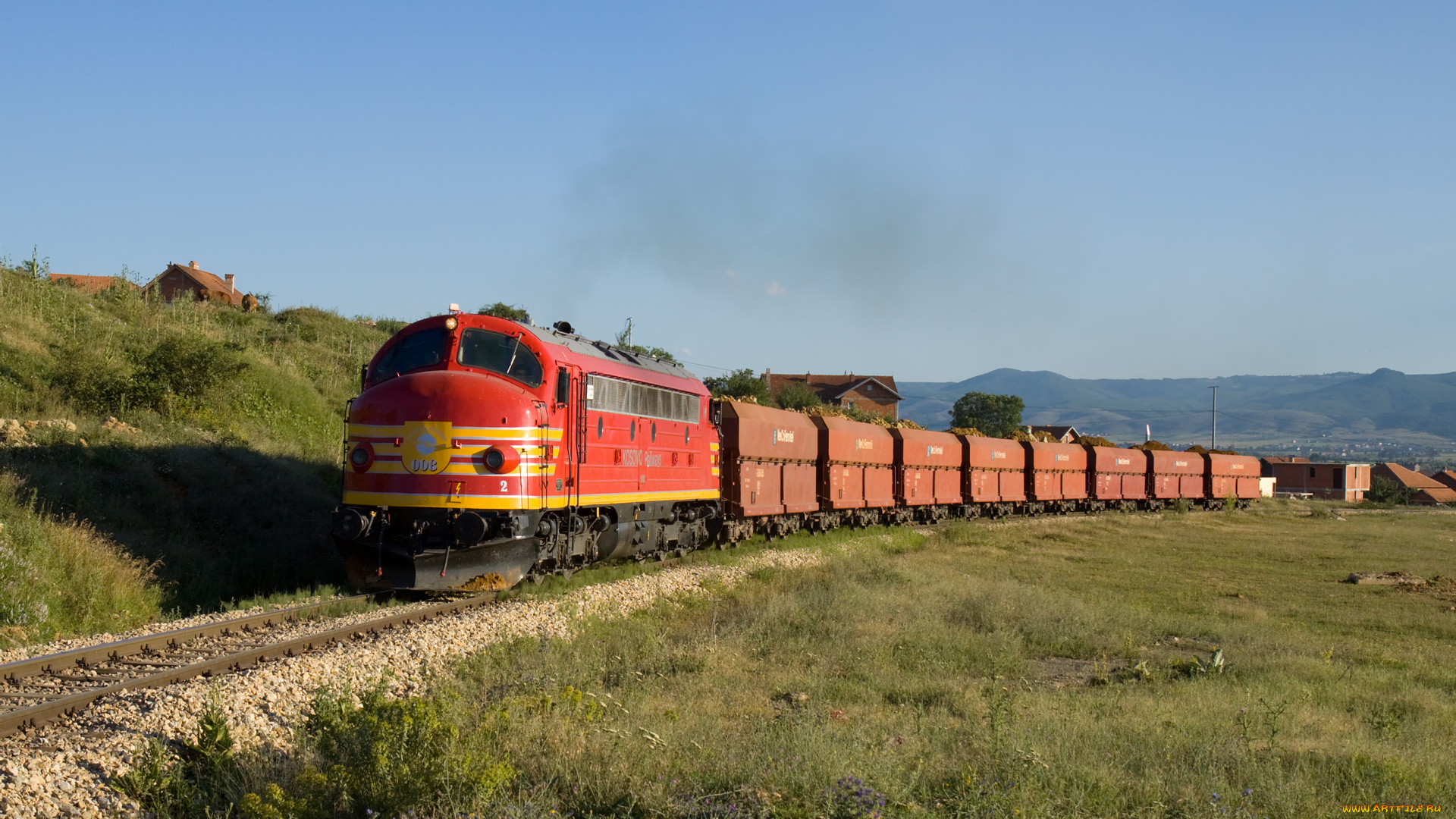 техника, поезда, локомотив, товарный, состав