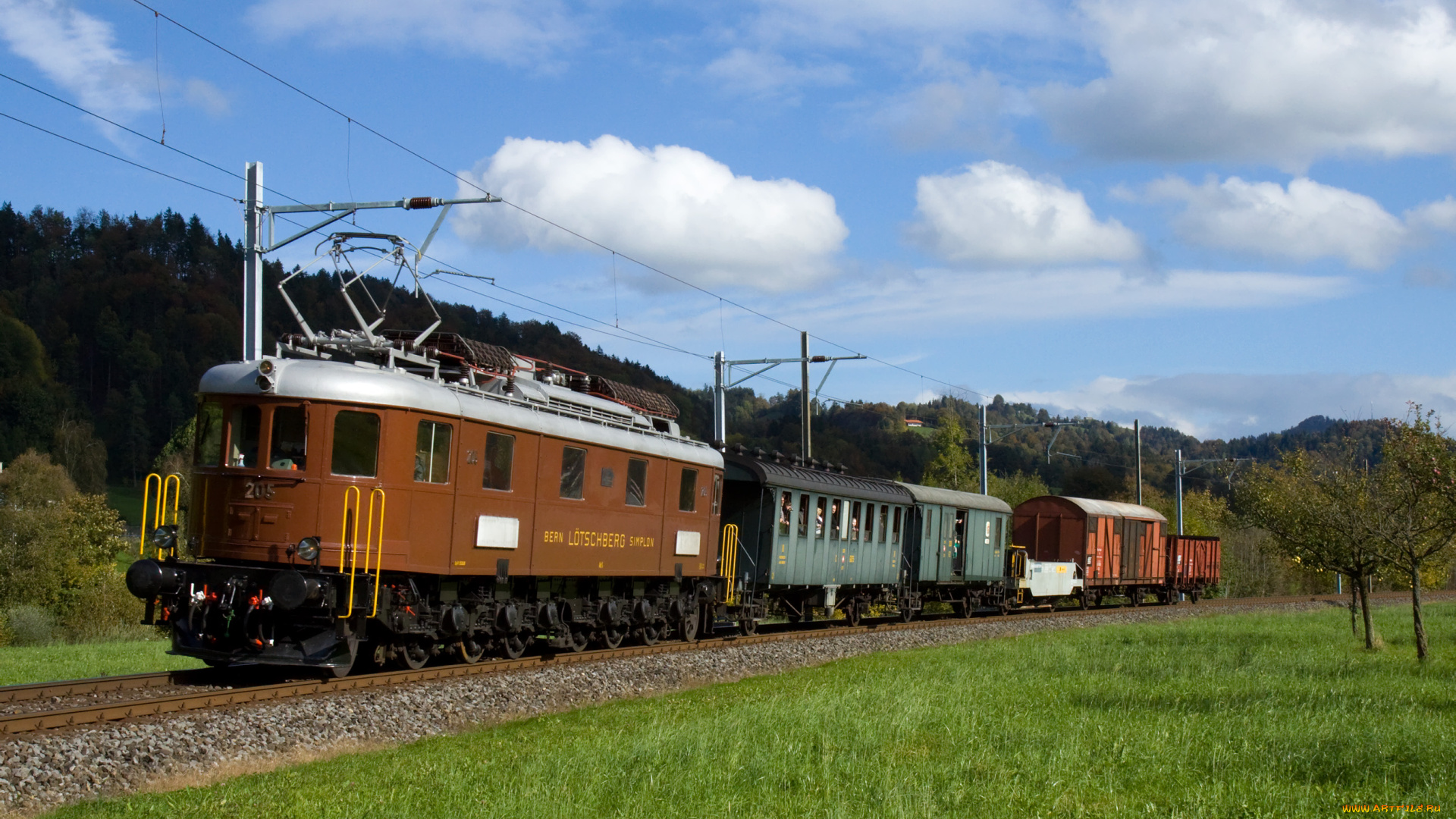 техника, поезда, смешанный, состав, локомотив