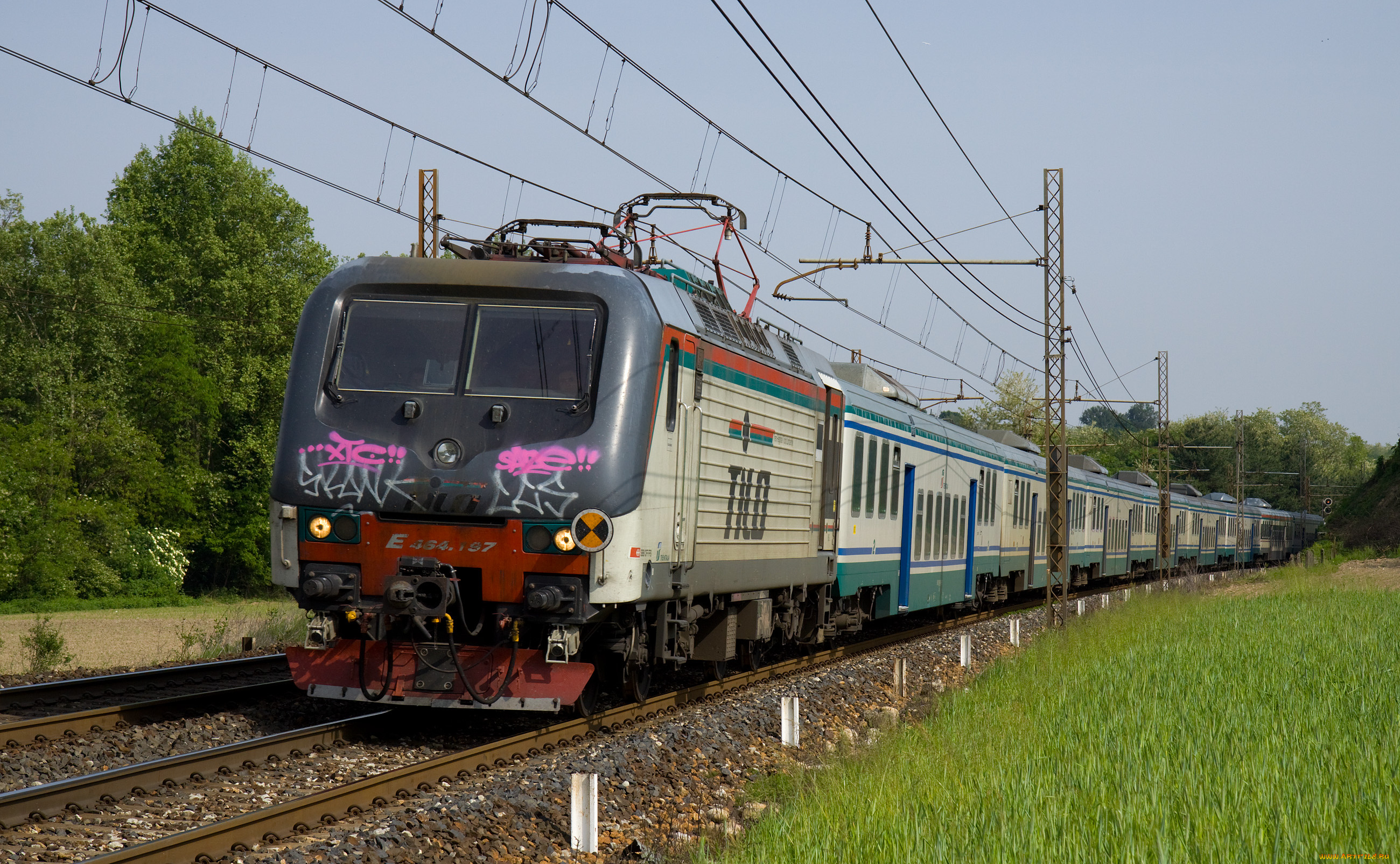 техника, электрички, провода, рельсы, поезд