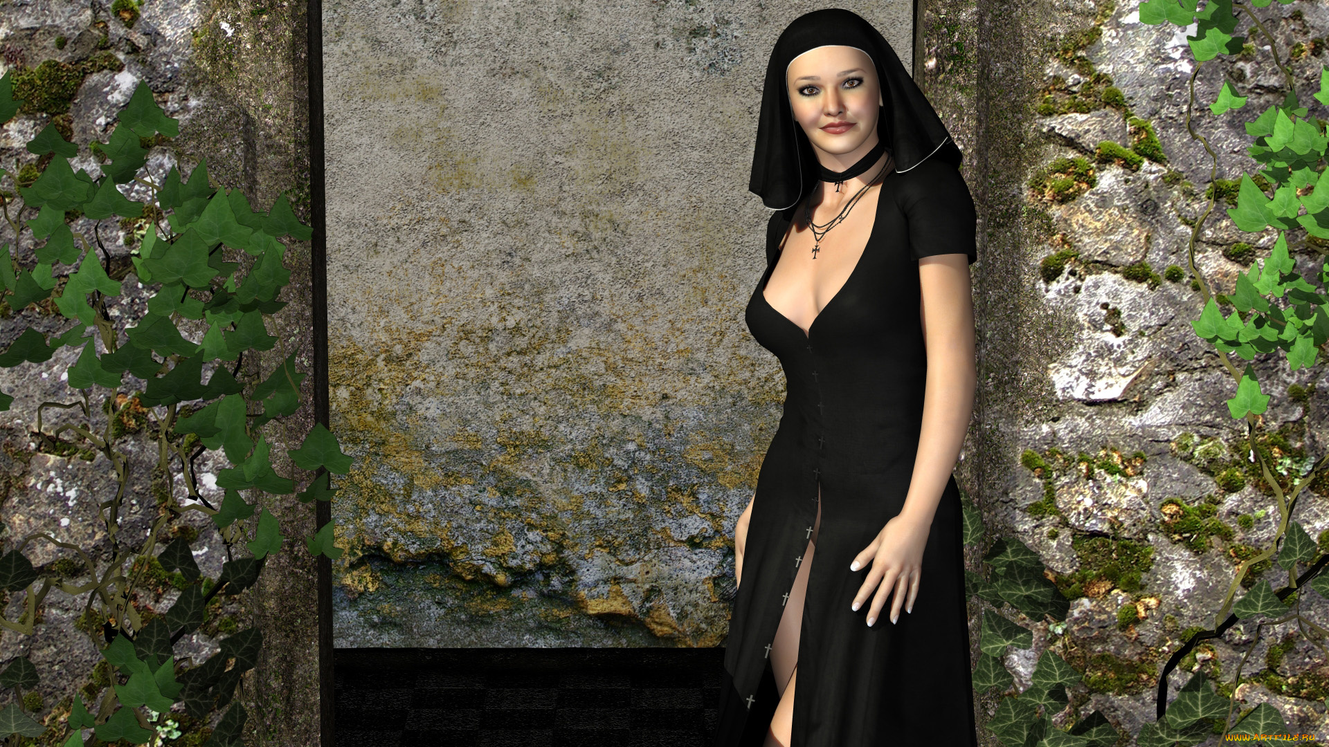 3д, графика, люди, , people, монашка