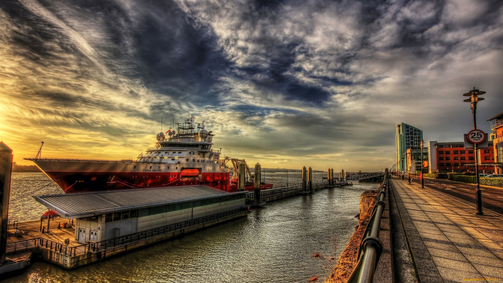 fugro, saltire, корабли, порты, , , причалы, причал, облака, свет, судно