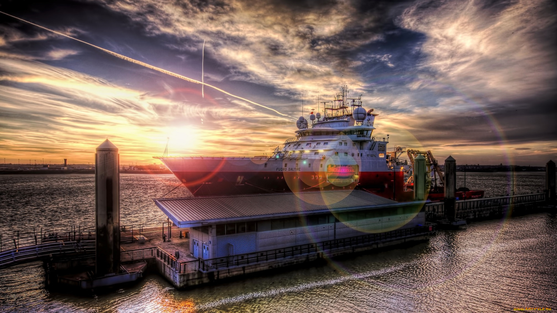 fugro, saltire, корабли, порты, , , причалы, причал, облака, свет, судно