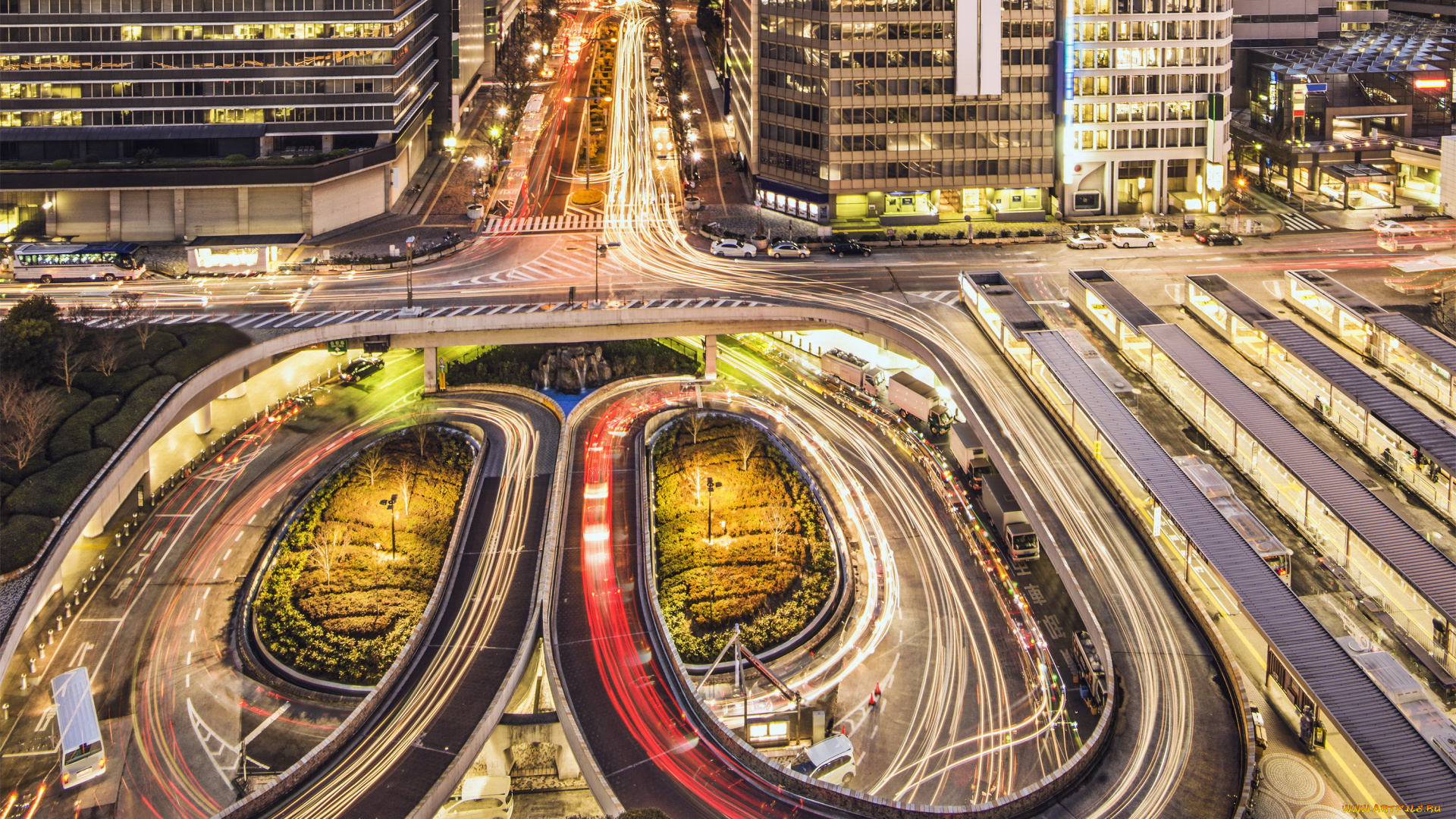 города, токио, , Япония, дороги, ночь, дома, япония, огни, токио