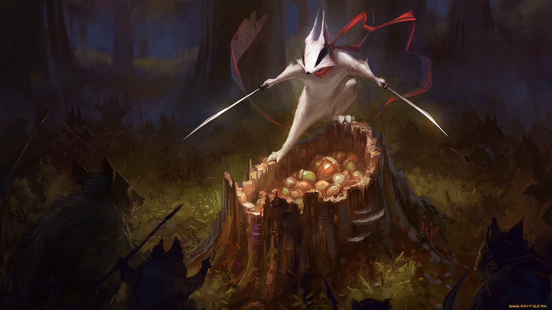 lane, brown, фэнтези, существа, оборона, зверьки, лес, дупло, желуди