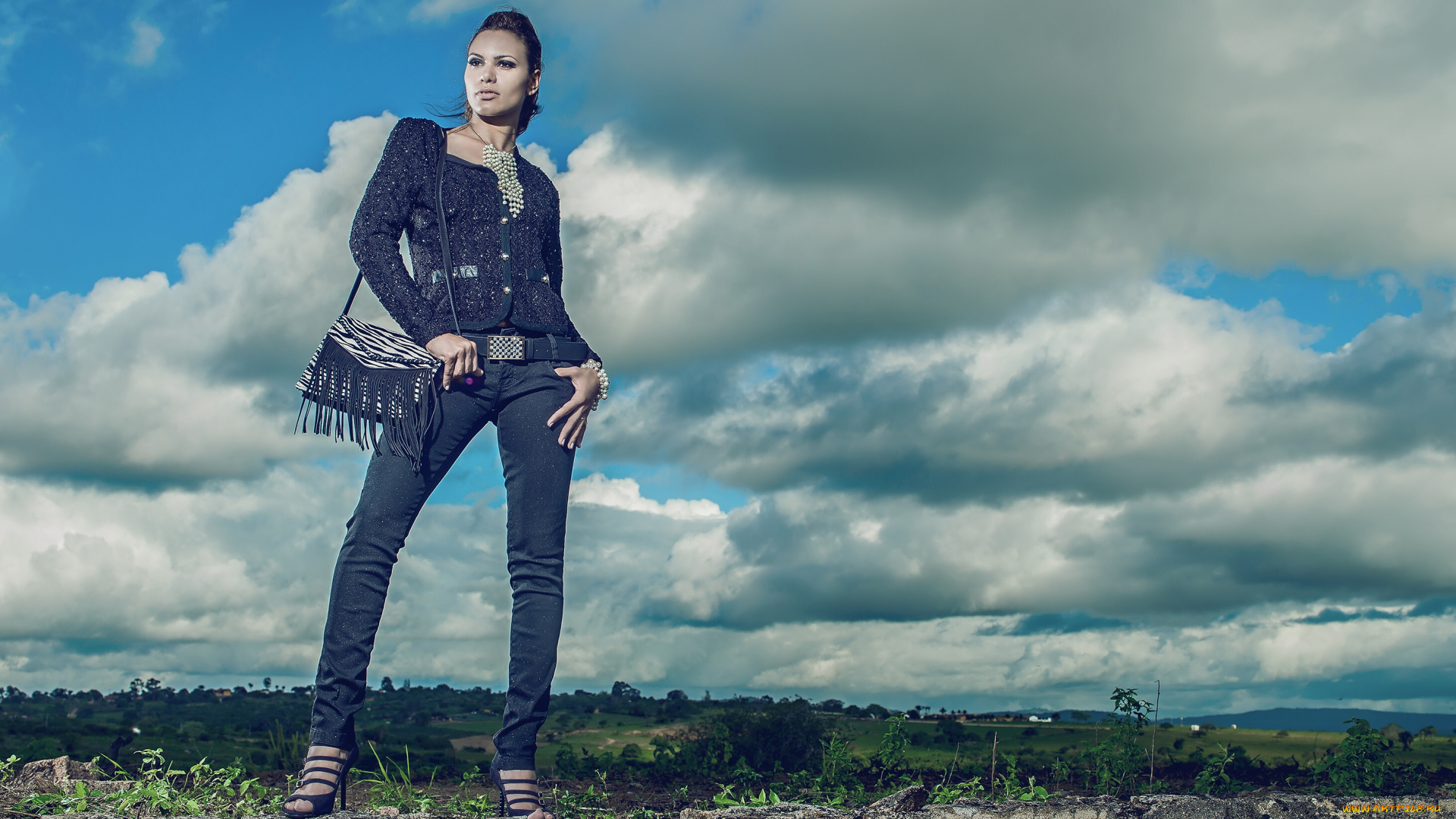 taynara, s, , gargantini&, 65279, девушки, джинсы, сумка, облака