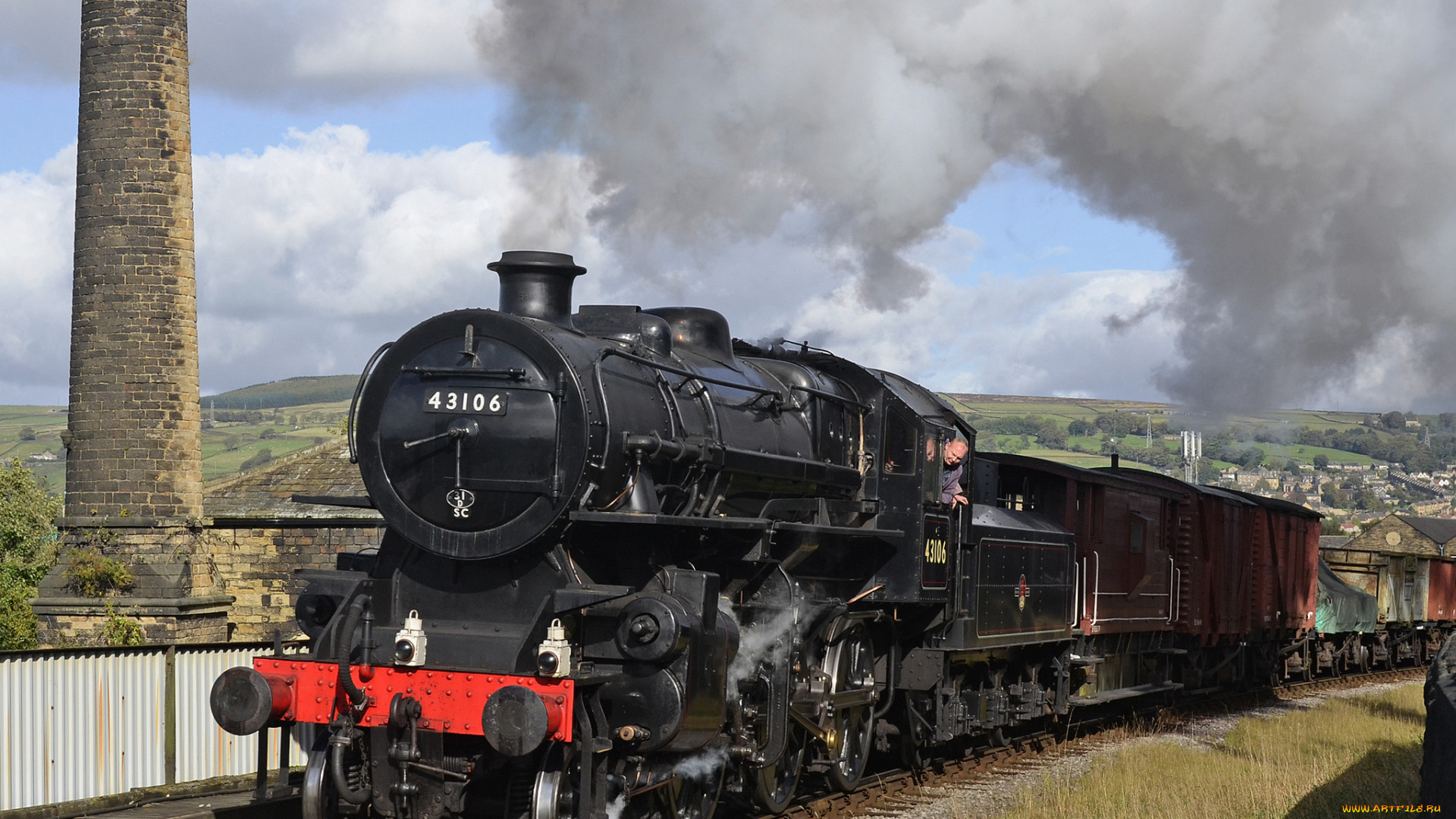 техника, паровозы, железная, дорога, рельсы, паровоз, вагоны