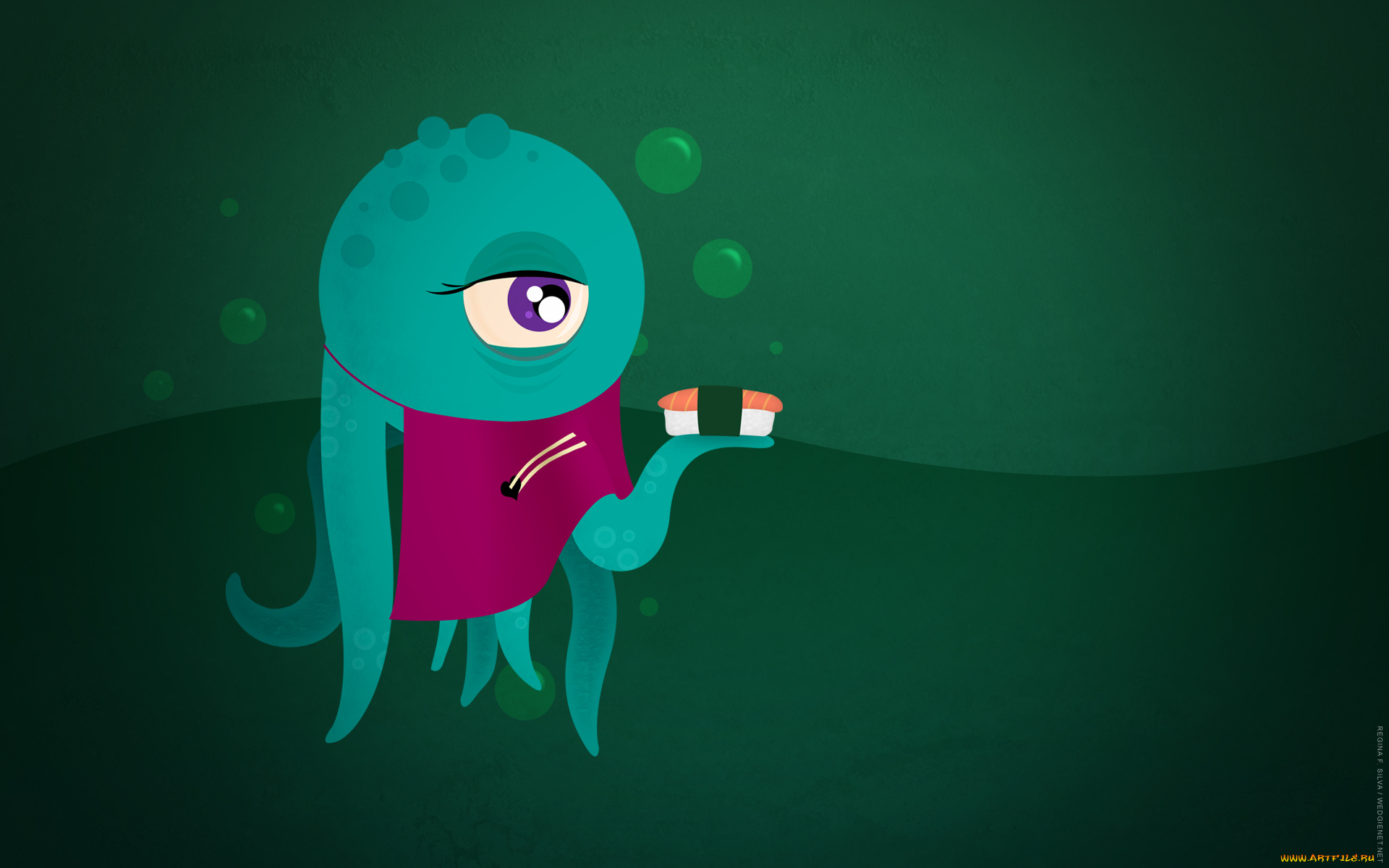 рисованные, минимализм, восьминог