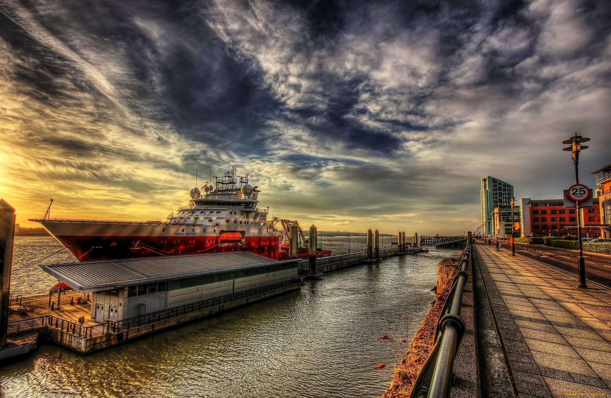 fugro, saltire, корабли, порты, , , причалы, причал, облака, свет, судно