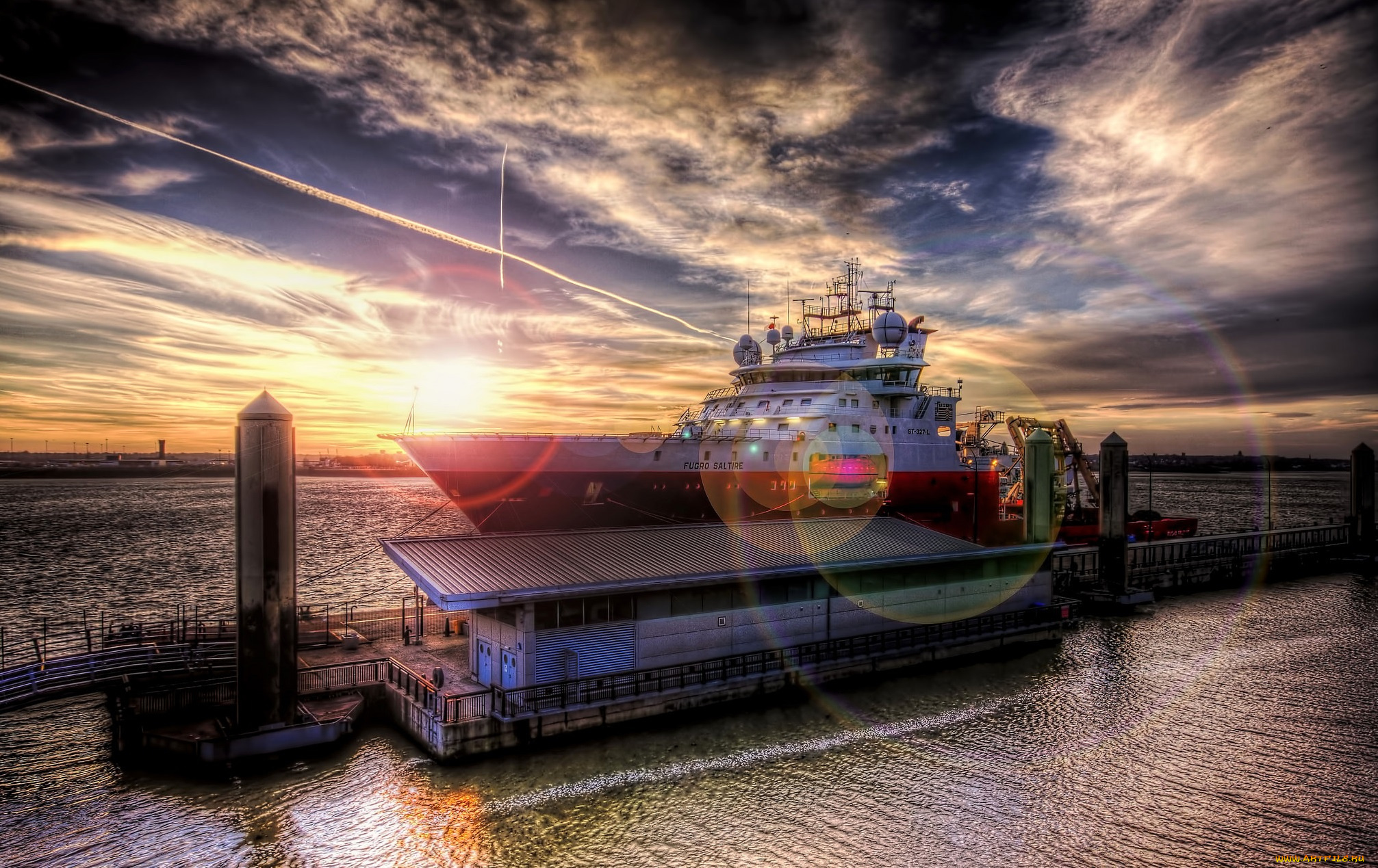 fugro, saltire, корабли, порты, , , причалы, причал, облака, свет, судно