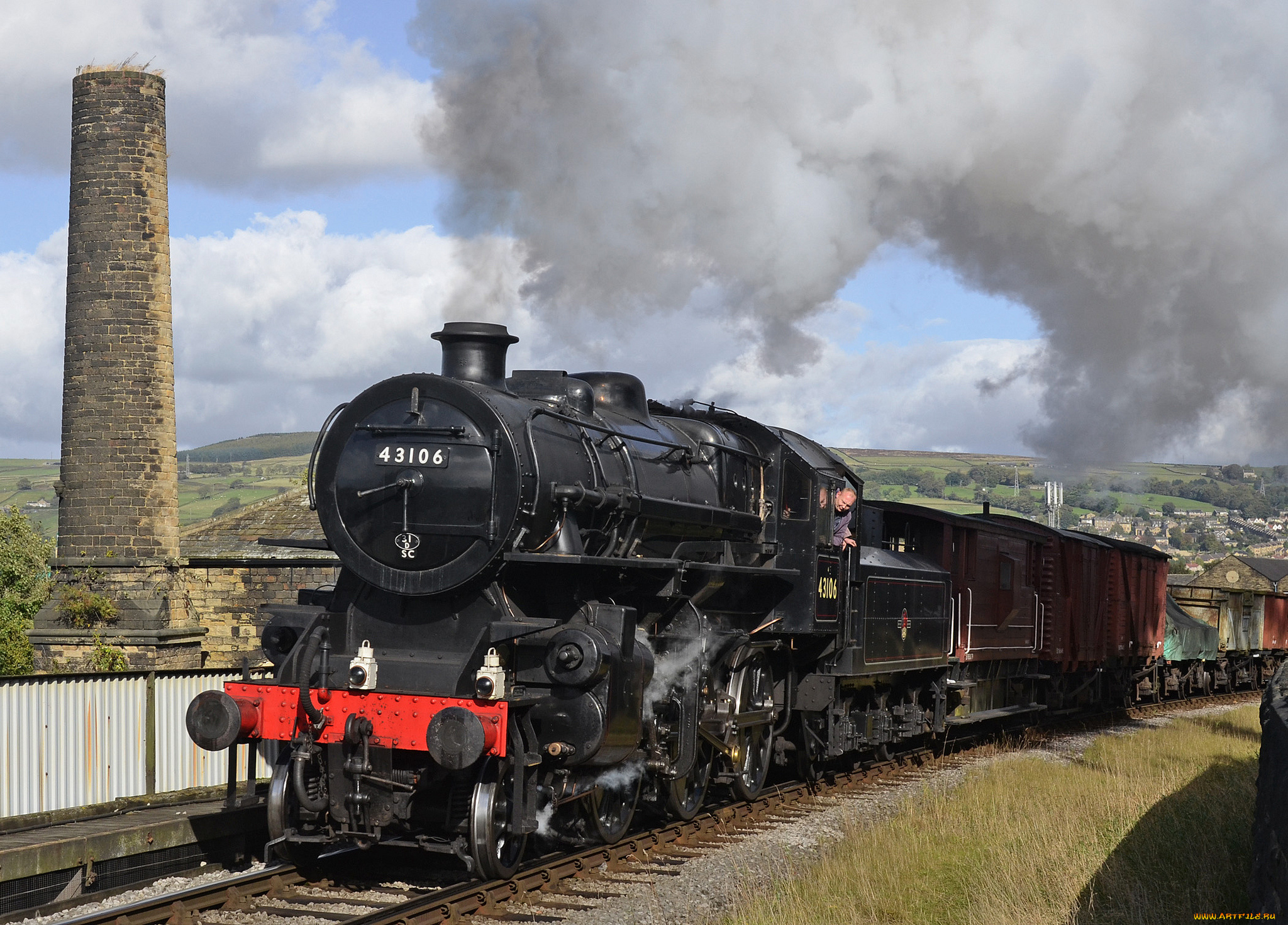 техника, паровозы, железная, дорога, рельсы, паровоз, вагоны