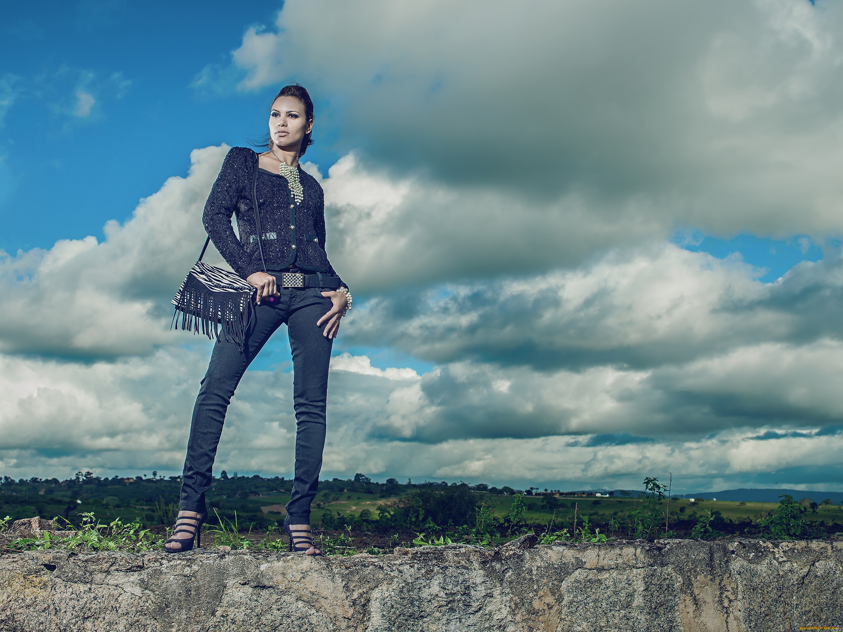 taynara, s, , gargantini&, 65279, девушки, джинсы, сумка, облака