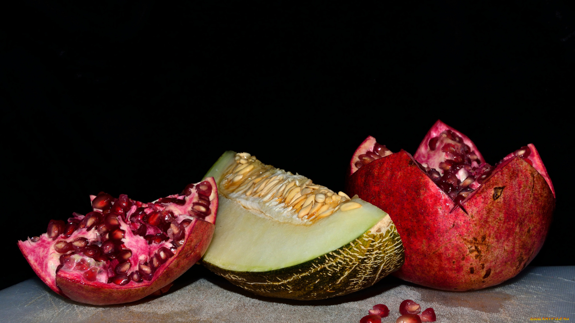 еда, фрукты, , ягоды, гранат, дыня