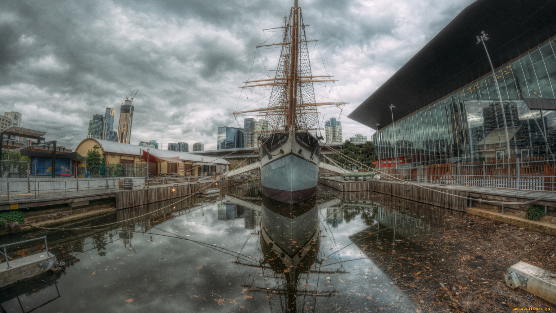 корабли, парусники, канал, мачты, пистань