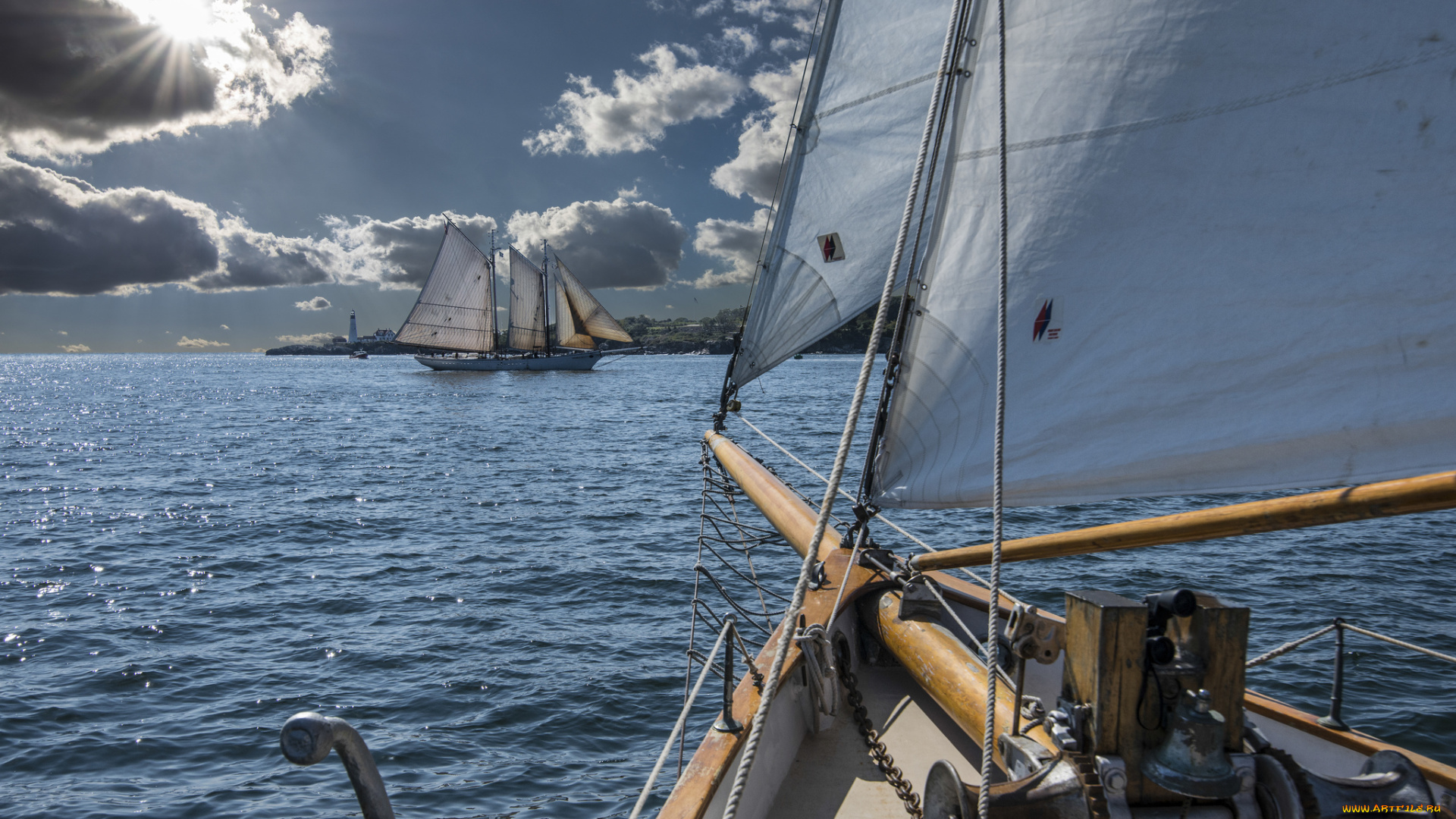 корабли, парусники, паруса, море