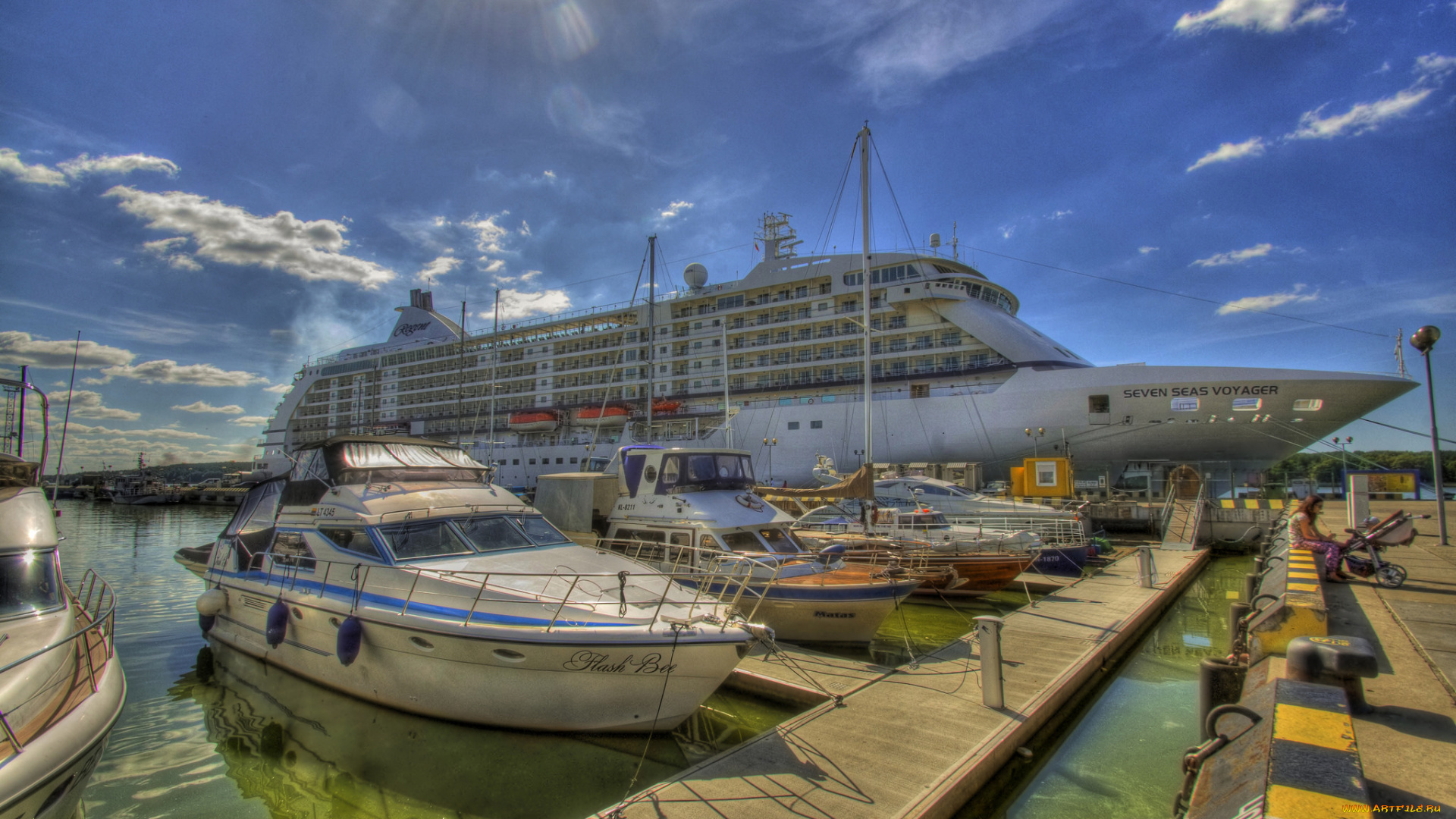 корабли, разные, вместе, порт, суда, причал