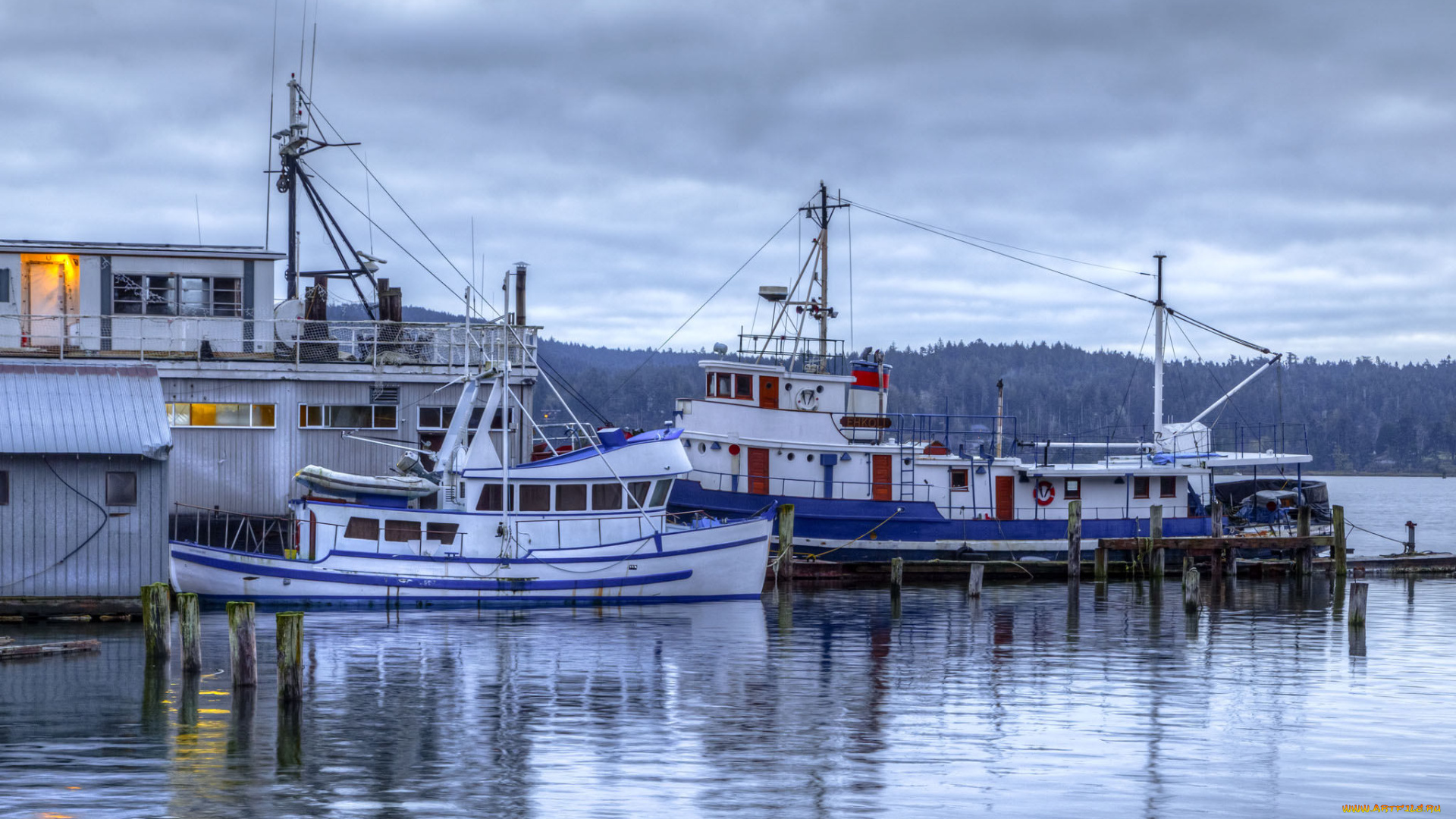 корабли, разные, вместе, пристань, суда