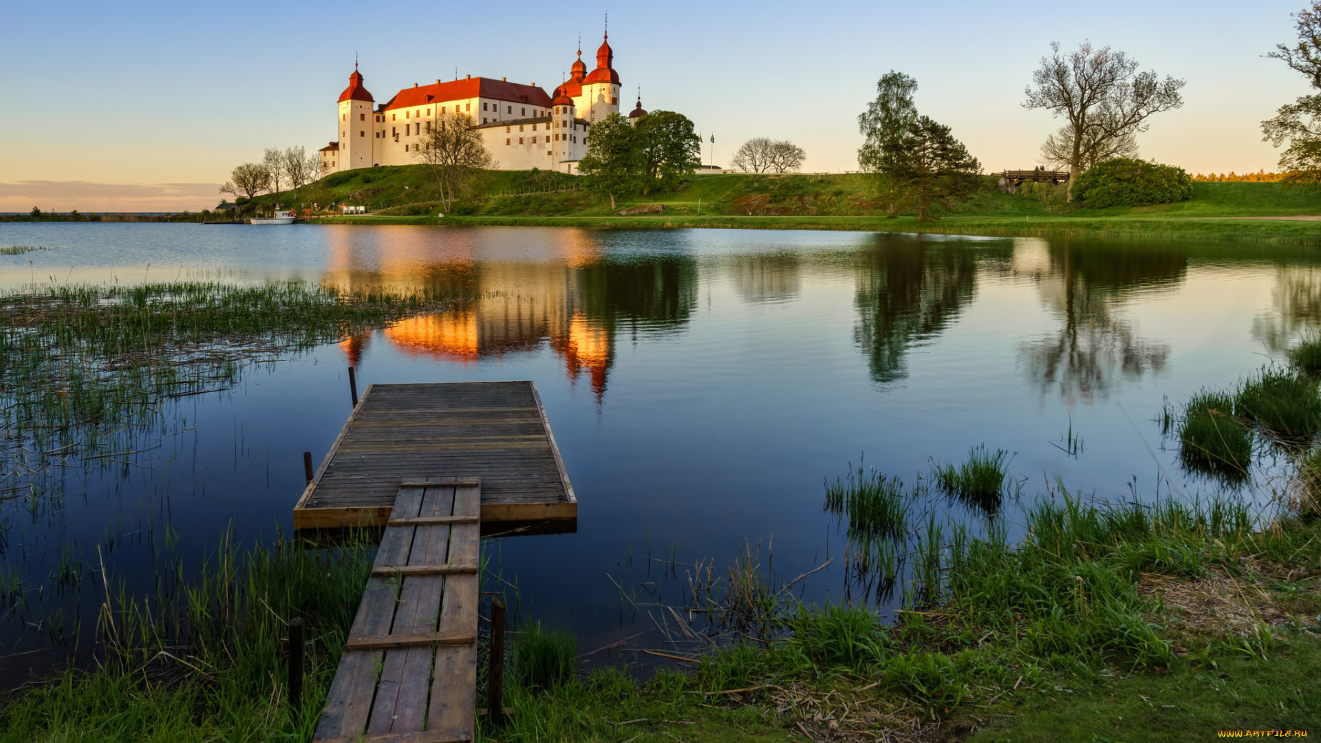 l&, 228, ck&, 246, , castle, города, замки, швеции, мостик, замок, река