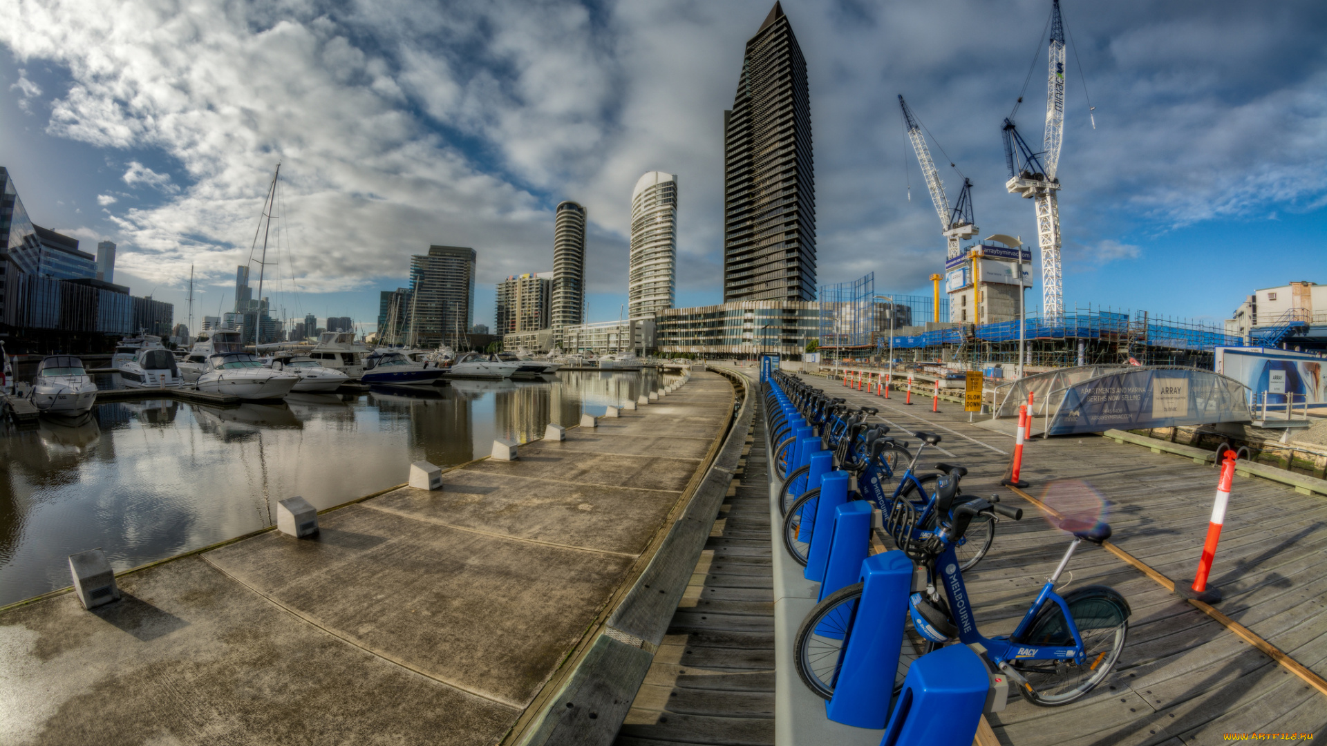 melbourne, города, мельбурн, , австралия, набережная, яхты, небоскребы