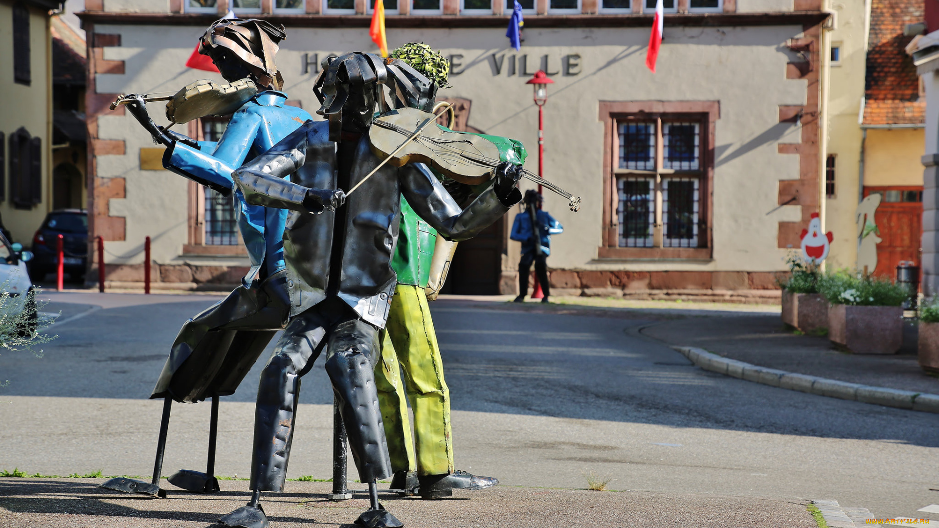 разное, садовые, и, парковые, скульптуры, железные, скульптуры, улица, город, площадь, музыканты