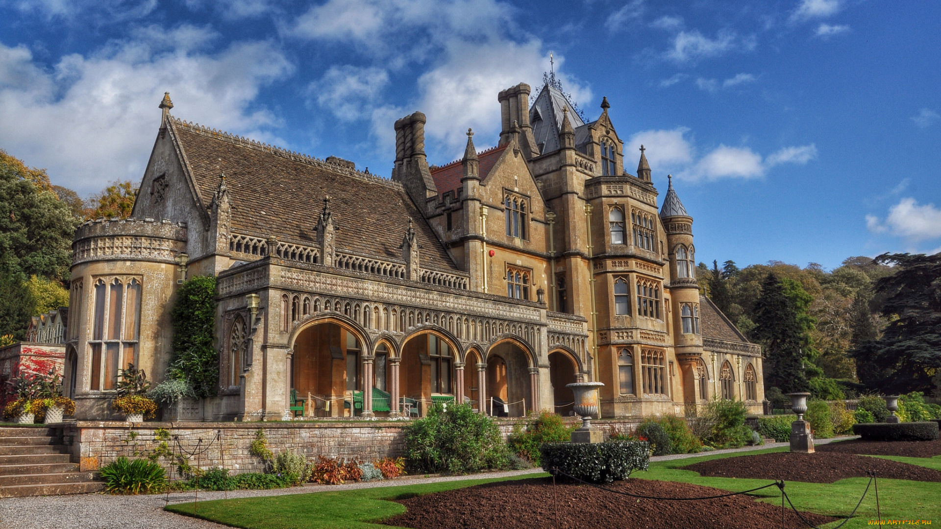 tyntesfield, города, -, дворцы, , замки, , крепости, дворец, газон, парк