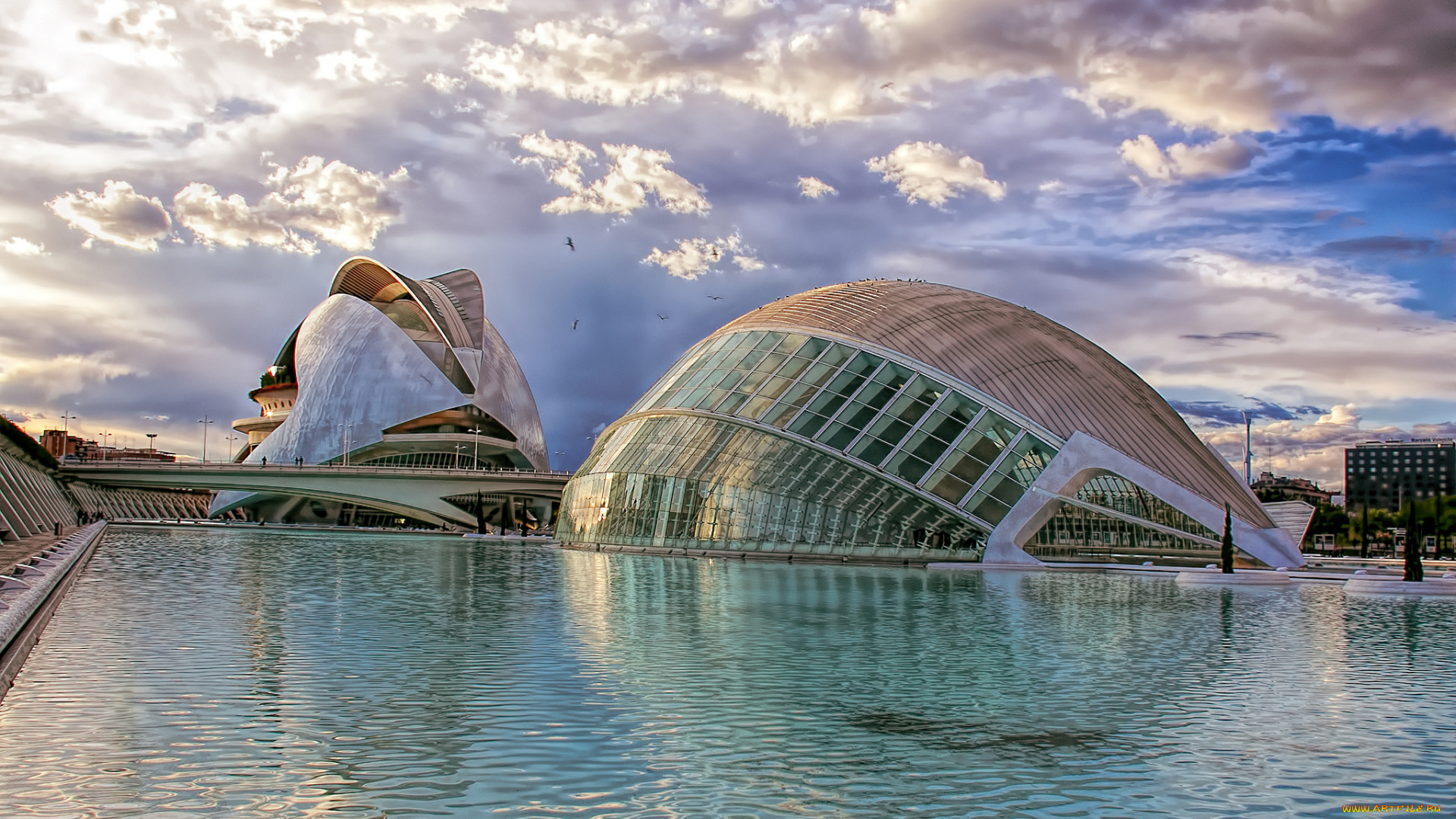 valencia, города, валенсия, , испании, архетектура, здание, водоем