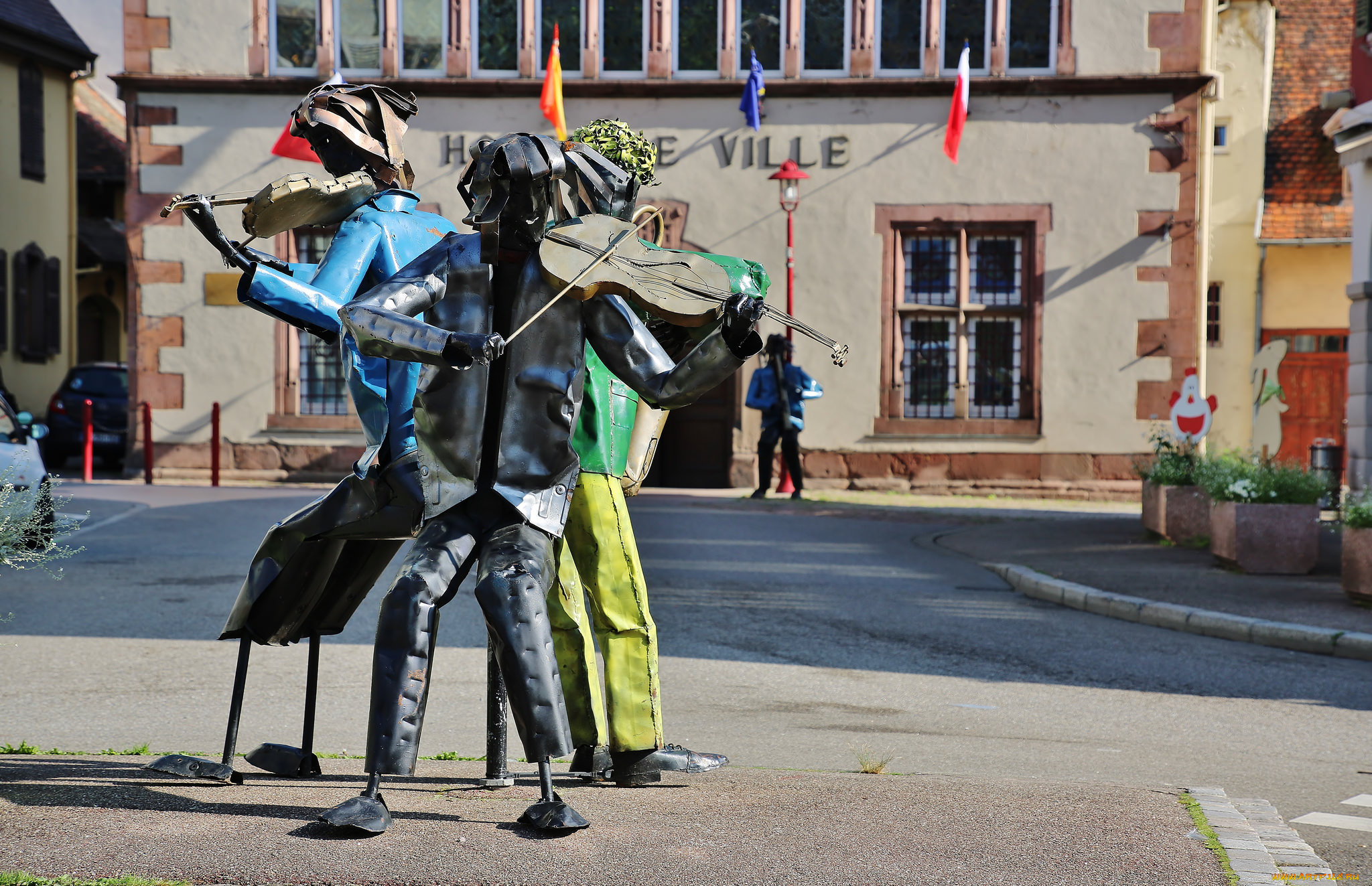 разное, садовые, и, парковые, скульптуры, железные, скульптуры, улица, город, площадь, музыканты