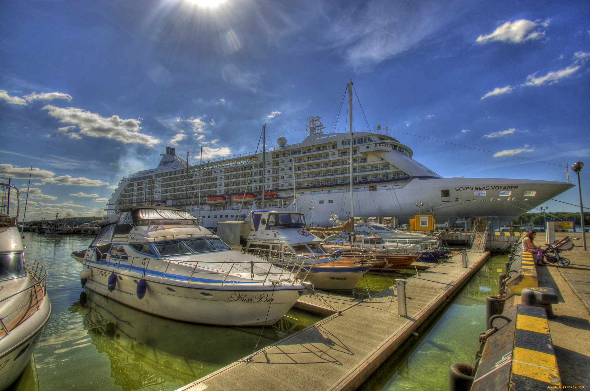 корабли, разные, вместе, порт, суда, причал