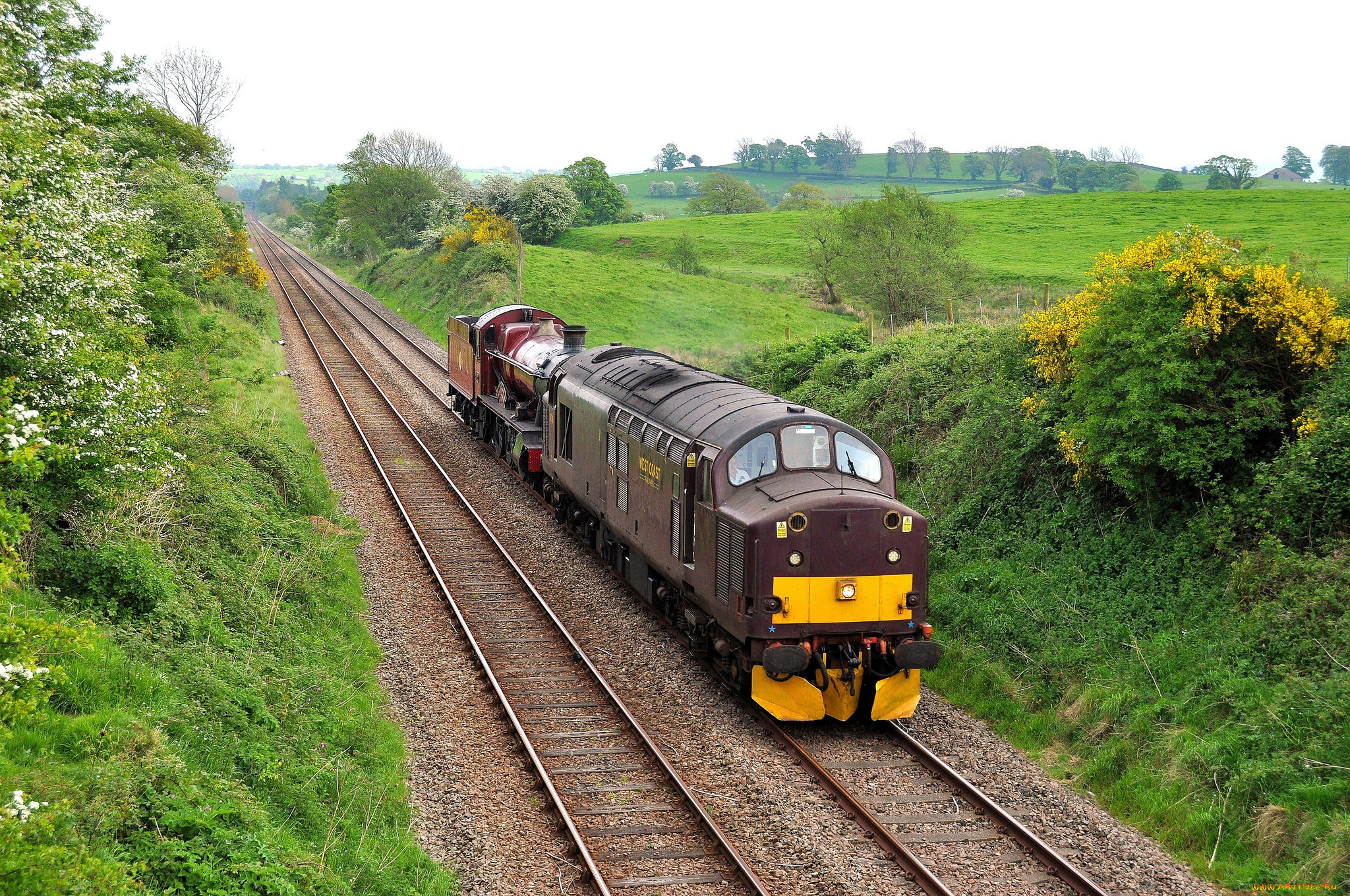 техника, поезда, локомотив, дорога, рельсы, состав, железная