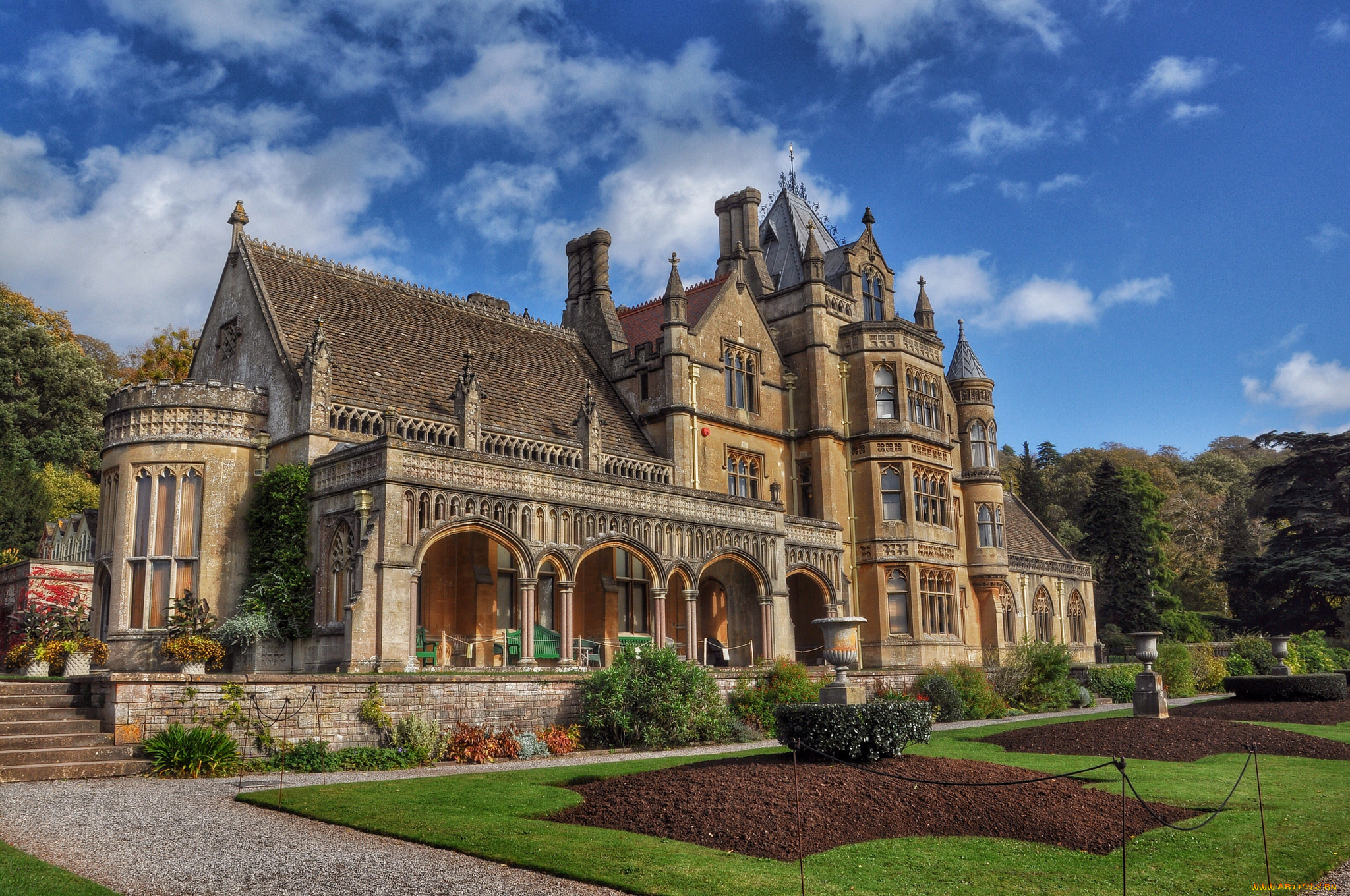 tyntesfield, города, -, дворцы, , замки, , крепости, дворец, газон, парк