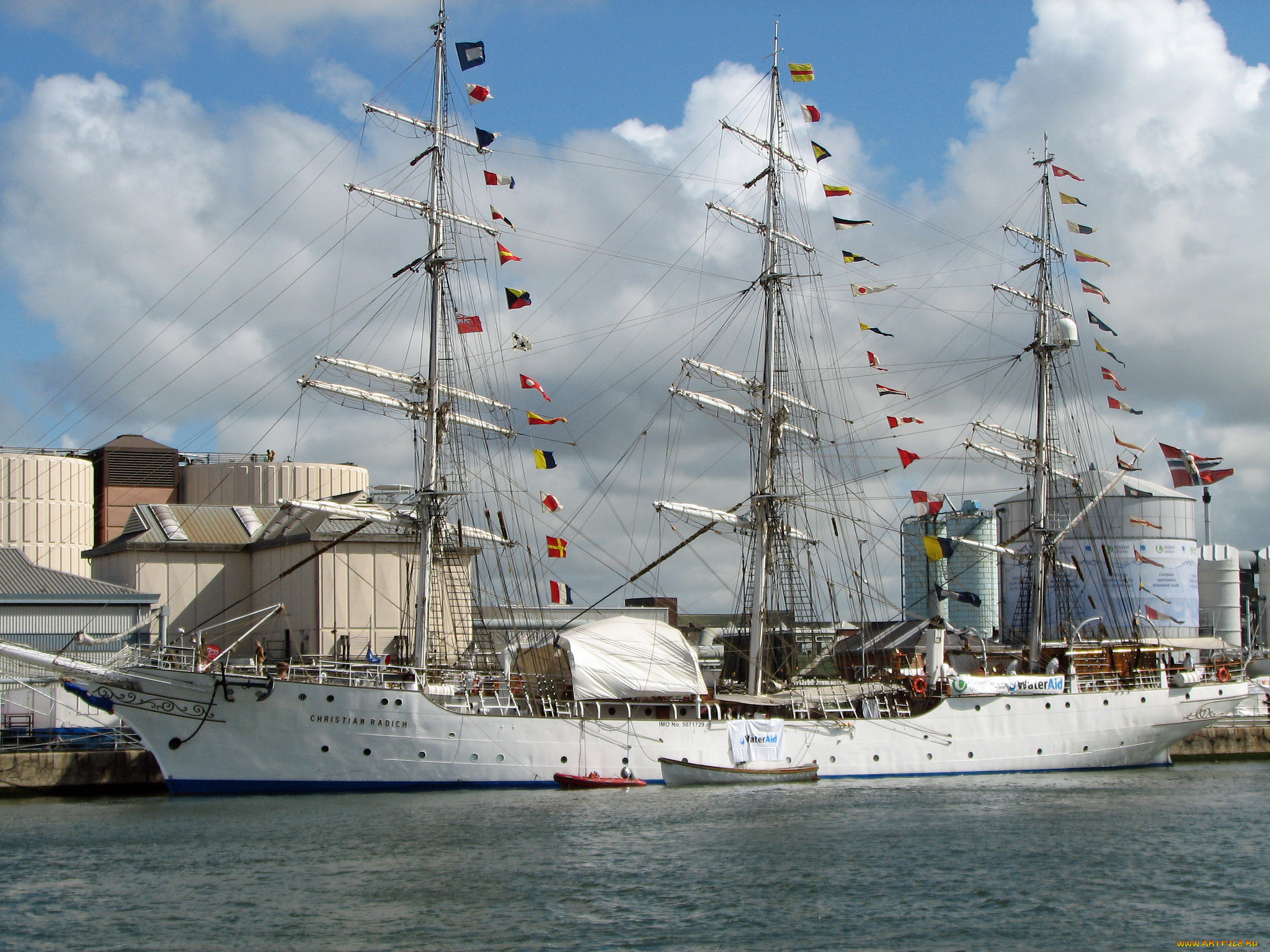 корабли, парусники, причал, мачты