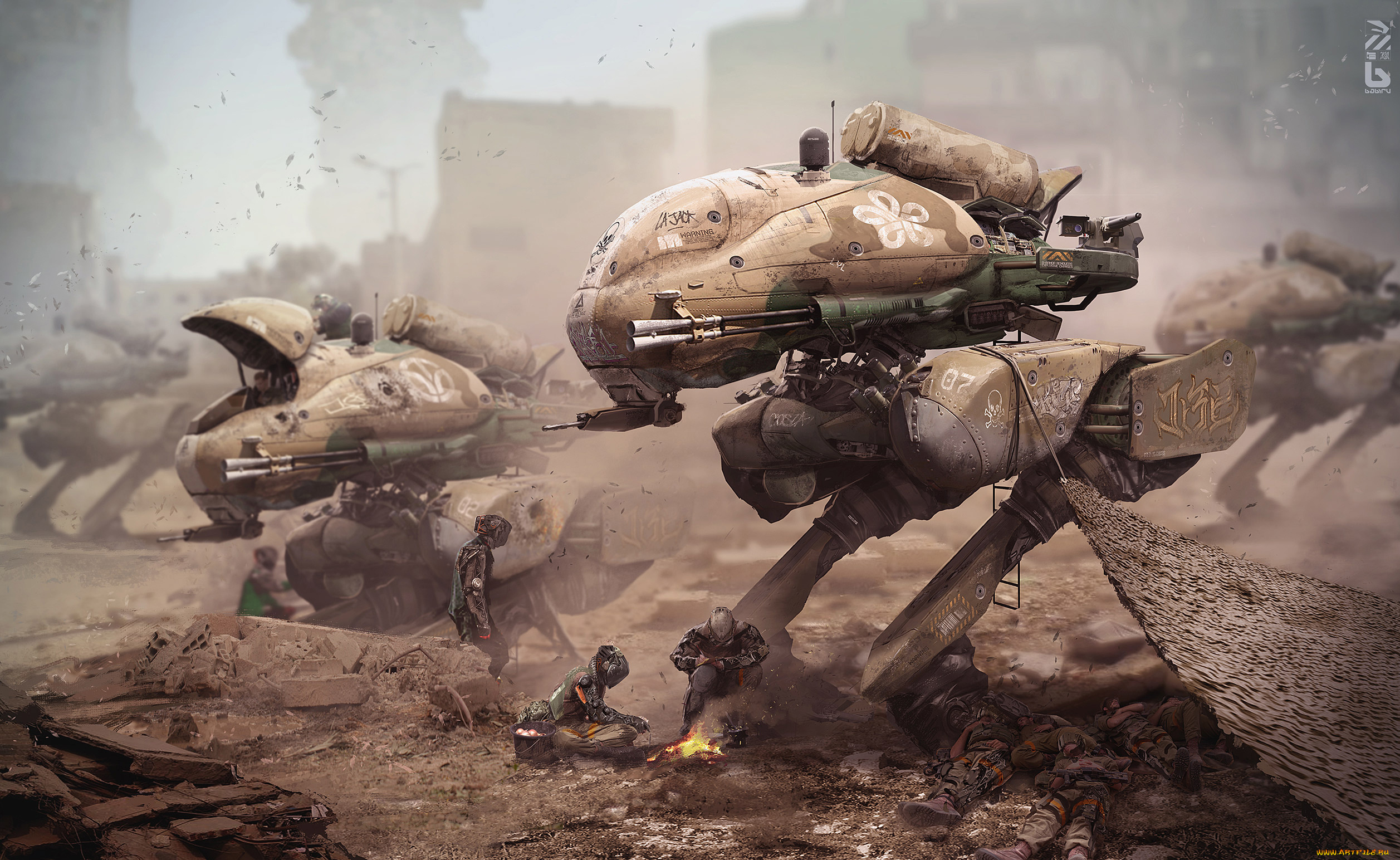 фэнтези, роботы, , киборги, , механизмы, город, руины, робот, киборг, фантастика, трущобы, киберпанк