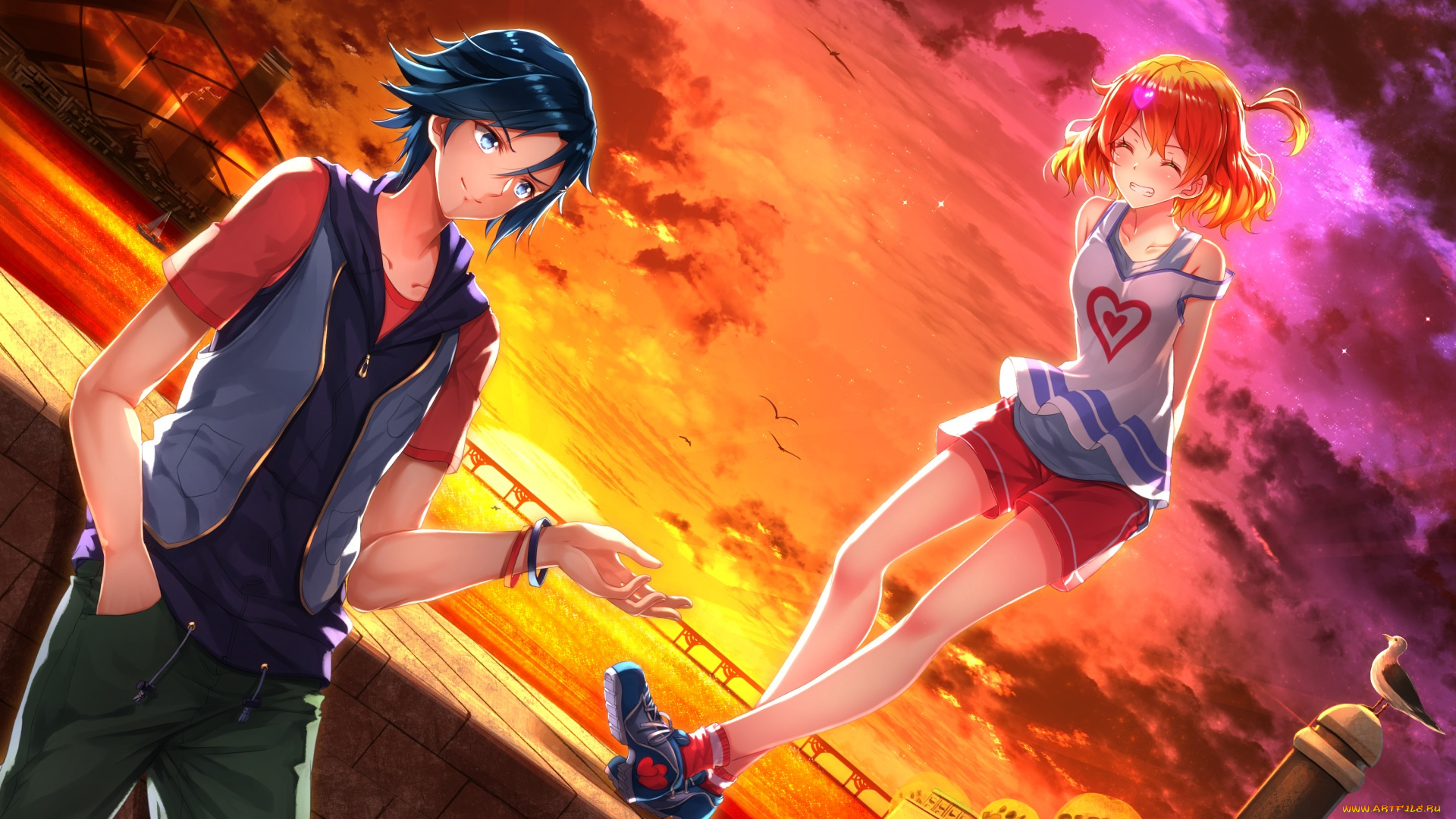 аниме, macross, frontier, парень, девушка