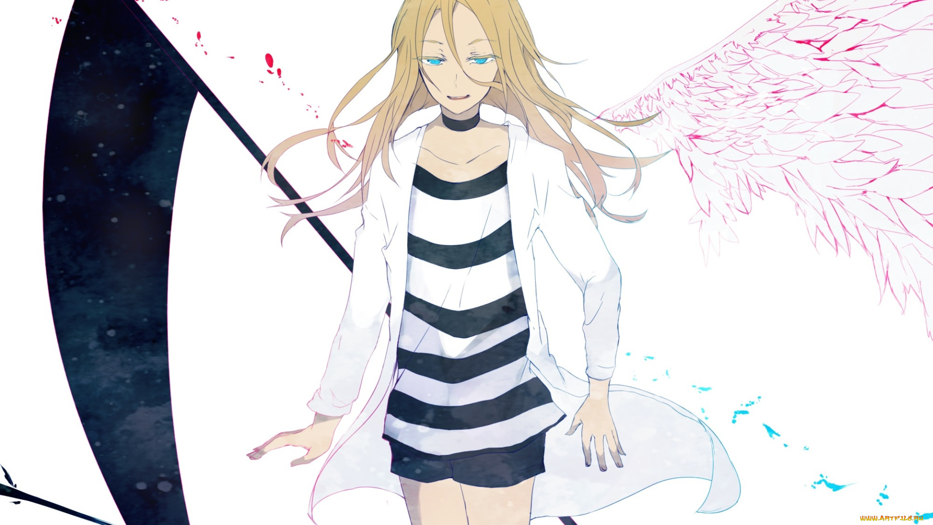 аниме, satsuriku, no, tenshi, девушка, коса