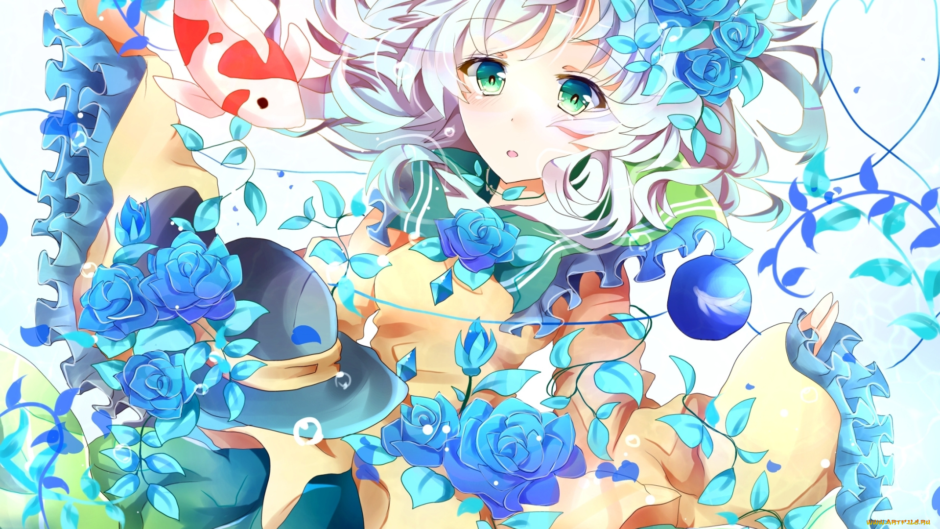 аниме, touhou, фон, взгляд, девушка