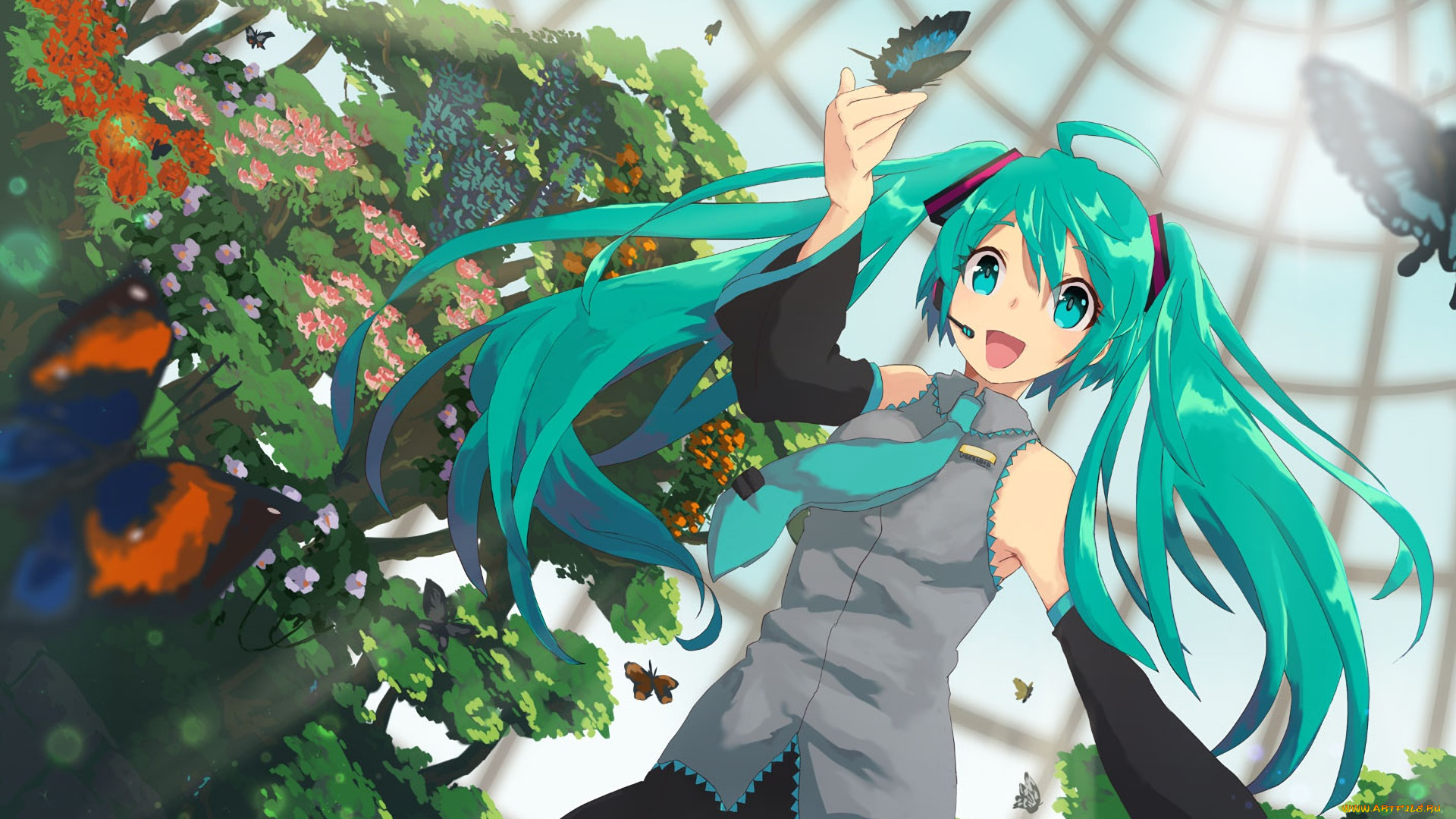 аниме, vocaloid, фон, взгляд, девушка