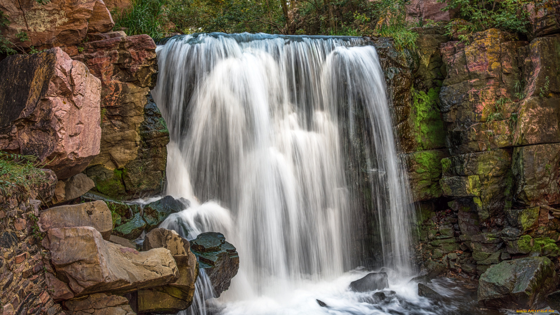 природа, водопады, лес, водопад, река