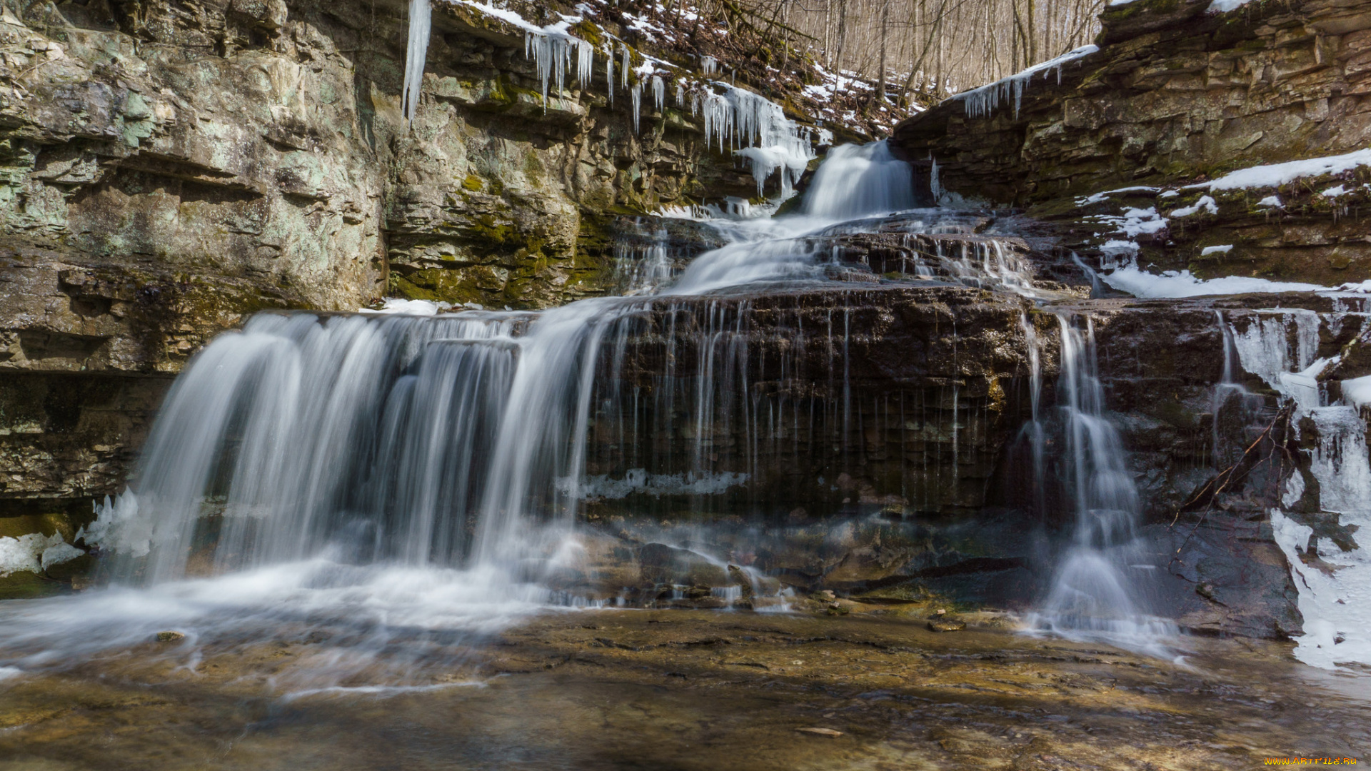 природа, водопады, река, лес, водопад