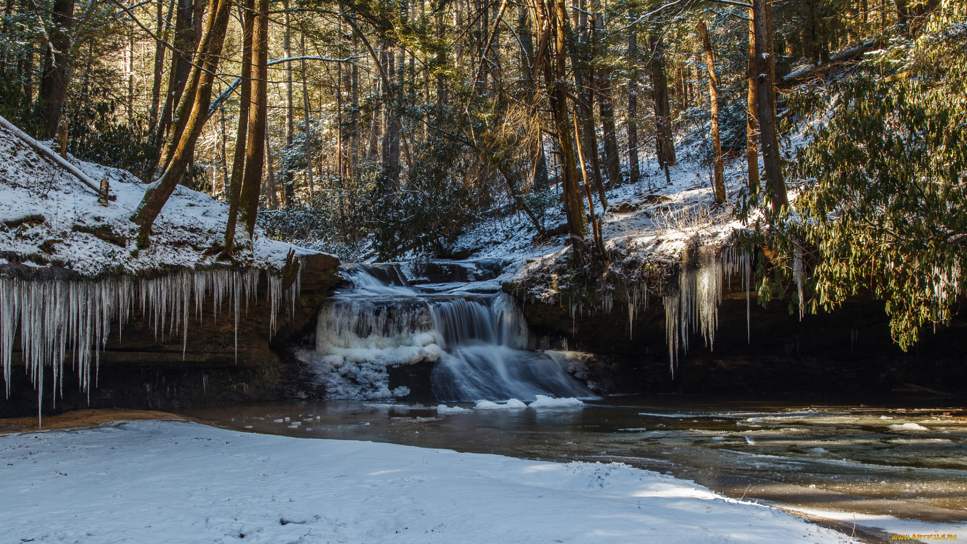 природа, водопады, река, водопад, лес