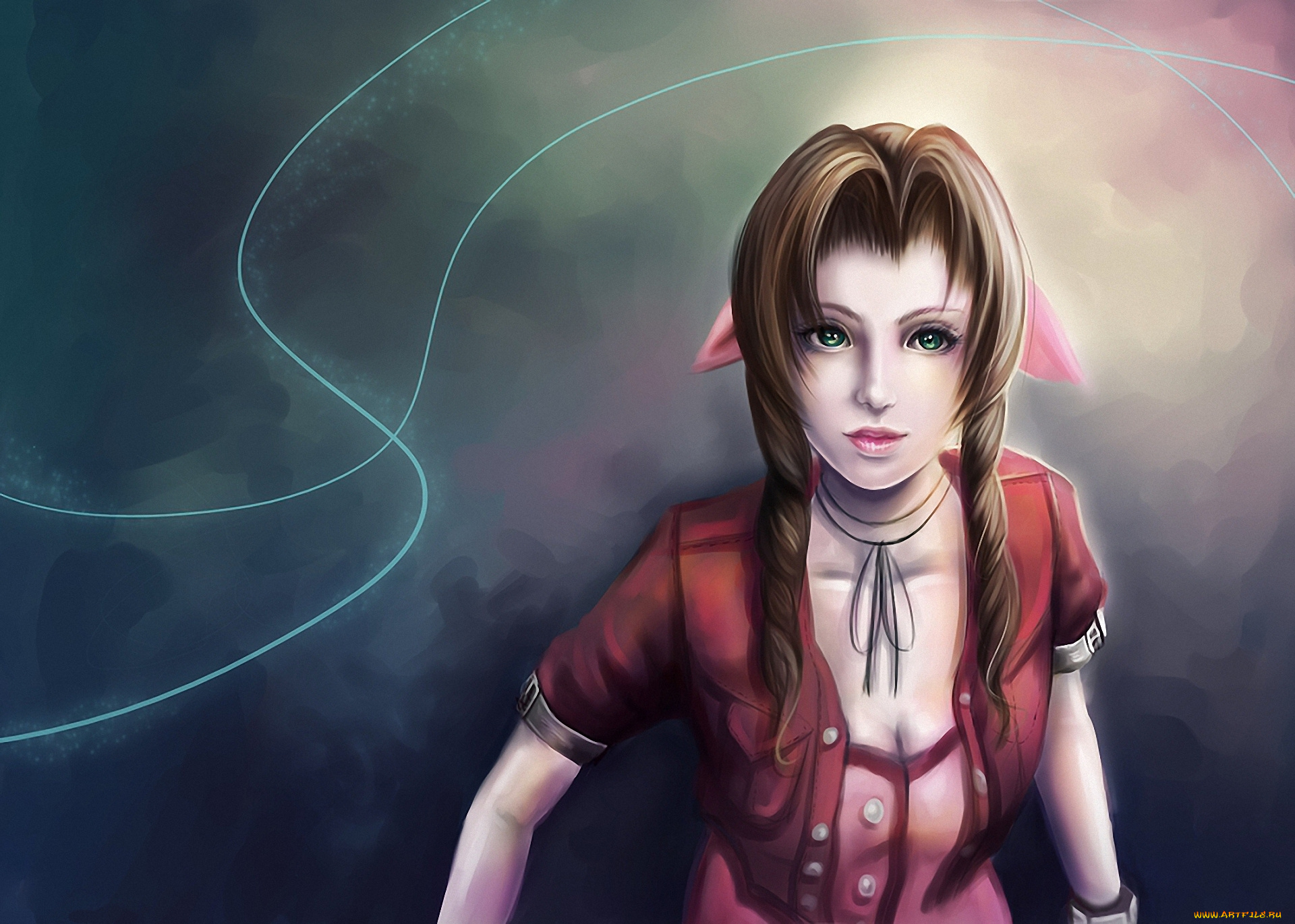 аниме, final, fantasy, взгляд, aeris, девушка, gainsborough